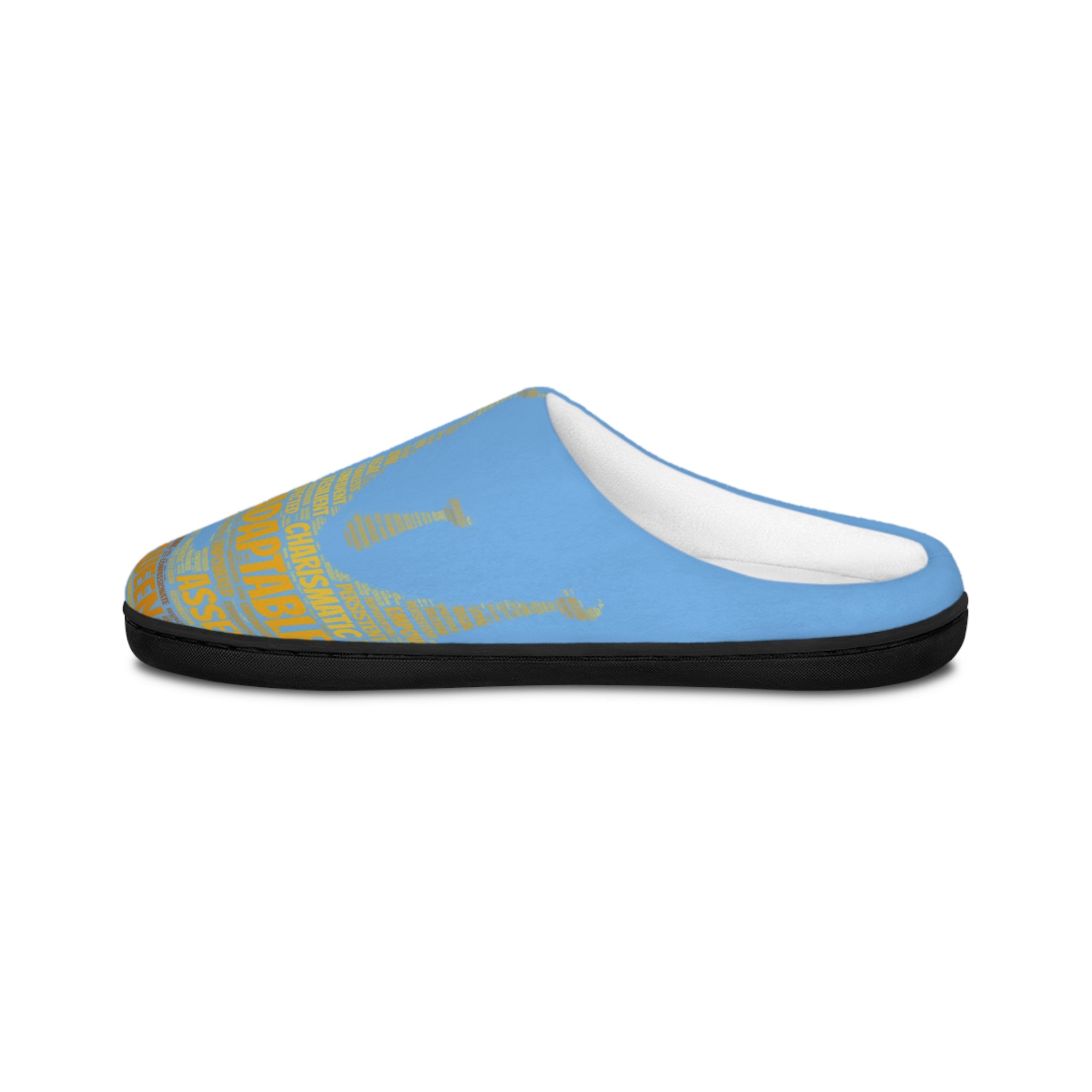 Bozz Queen Light Blue & Gold Women's Indoor Slippers - Soft Flannel House Shoes