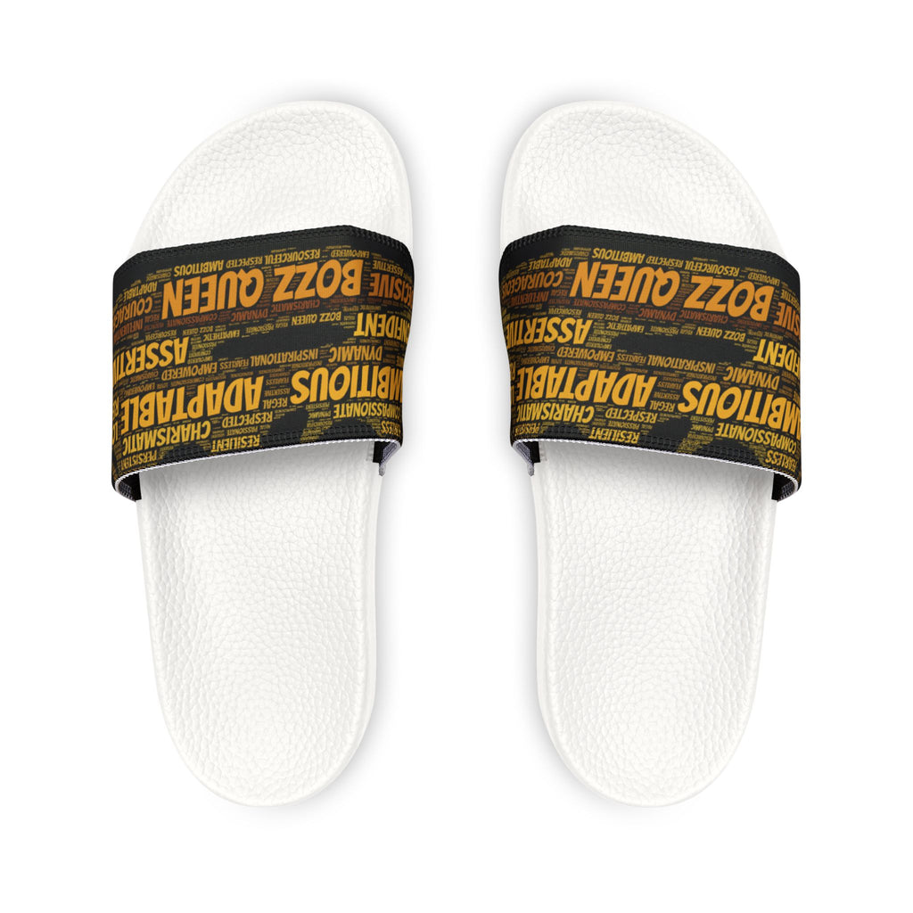 Bozz Queen Black & Gold Women's Sandals - Removable Strap Beach Slides