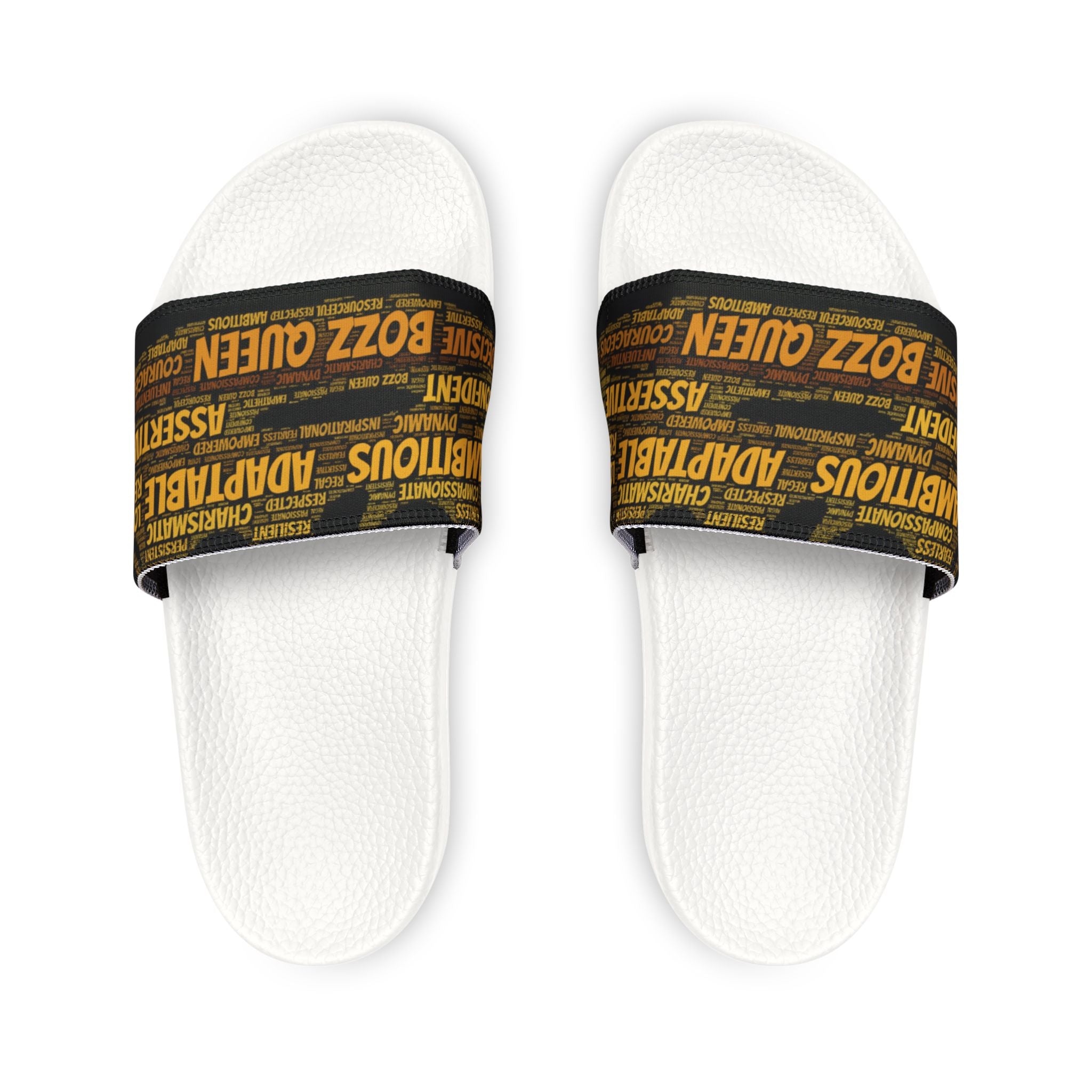 Bozz Queen Black & Gold Women's Sandals - Removable Strap Beach Slides