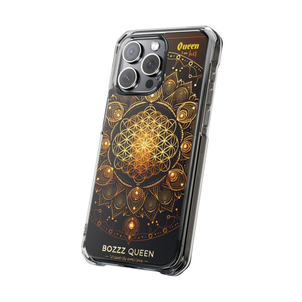 Magnetic Phone Case with Spiritual Mandala Design, Bozz Queen, Durable Clear Impact Case, Unique Gift for Spiritual Seekers, Phone Accessory