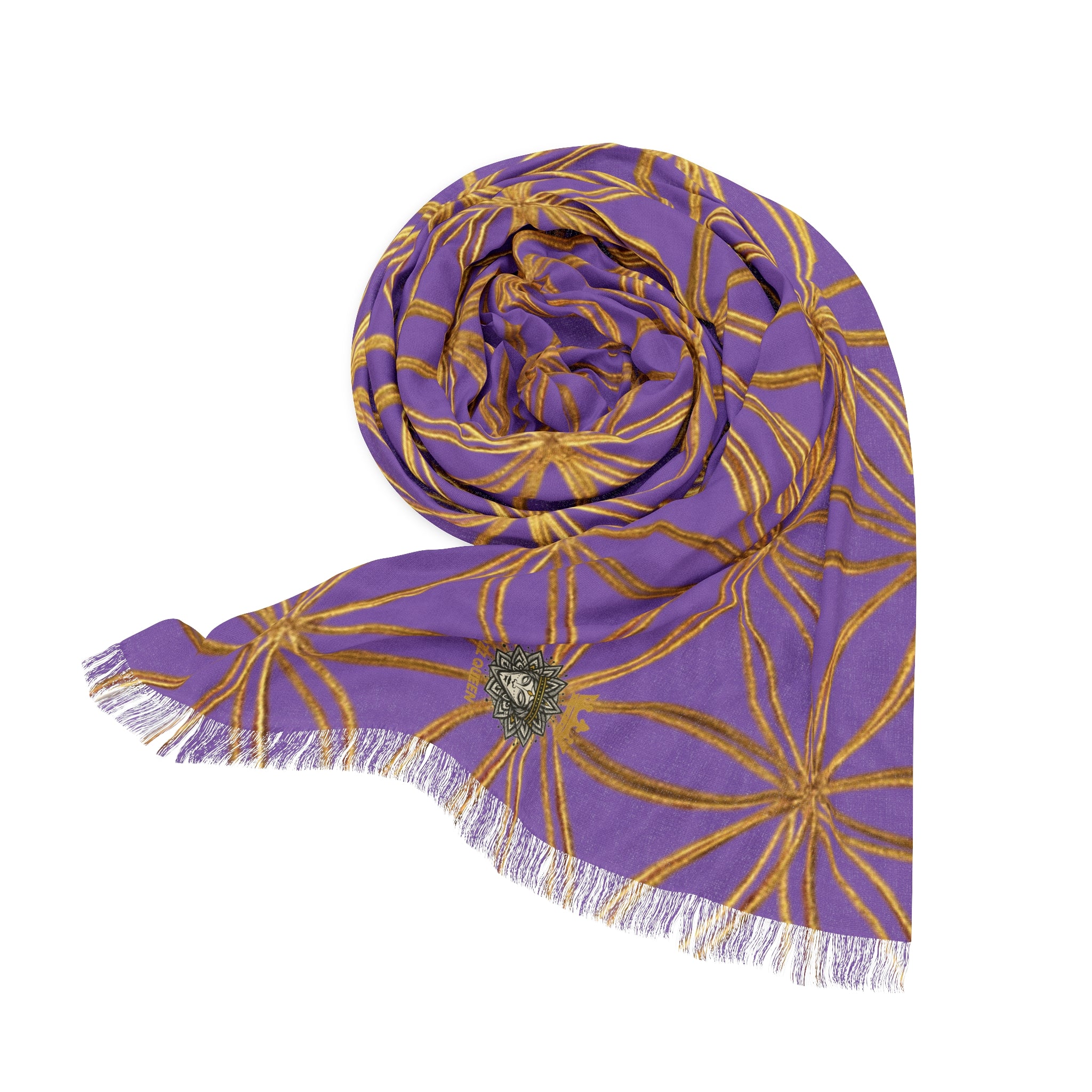 Light Purple & Gold Flower of Life Scarf - Geometric Pattern | Bozz Queen
