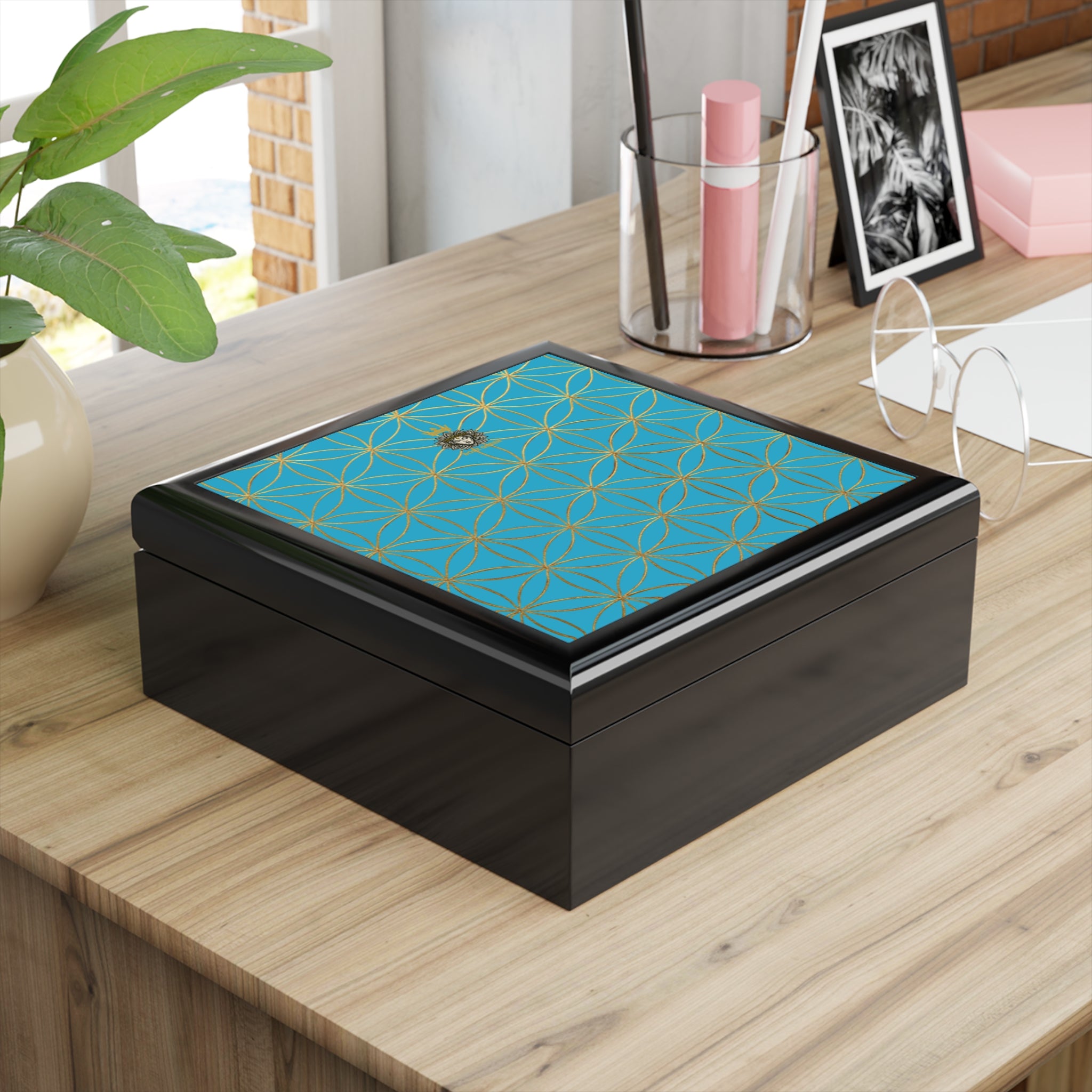 Flower of Life Jewelry Box - Turquoise Elegant Keepsake Organizer