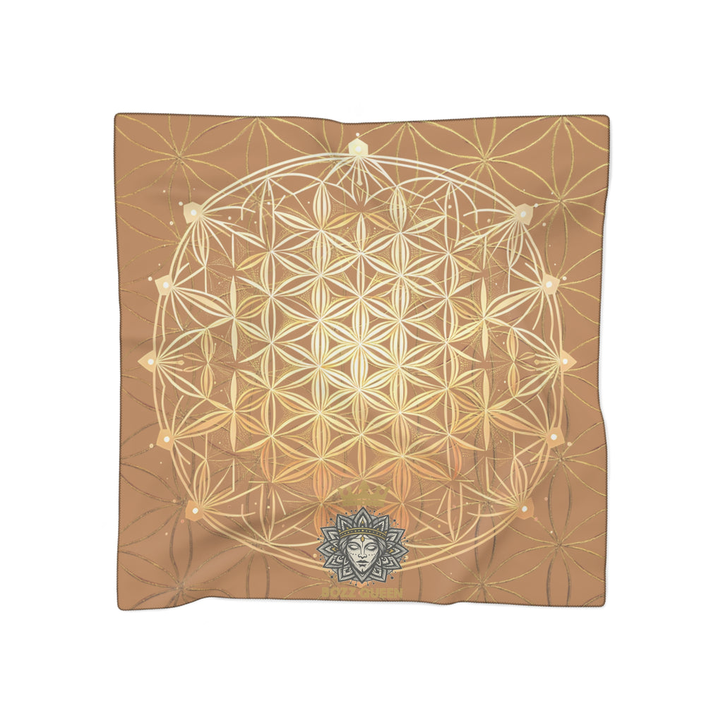 Flower of Life Light Brown Scarf - Sacred Geometry Spiritual Accessory