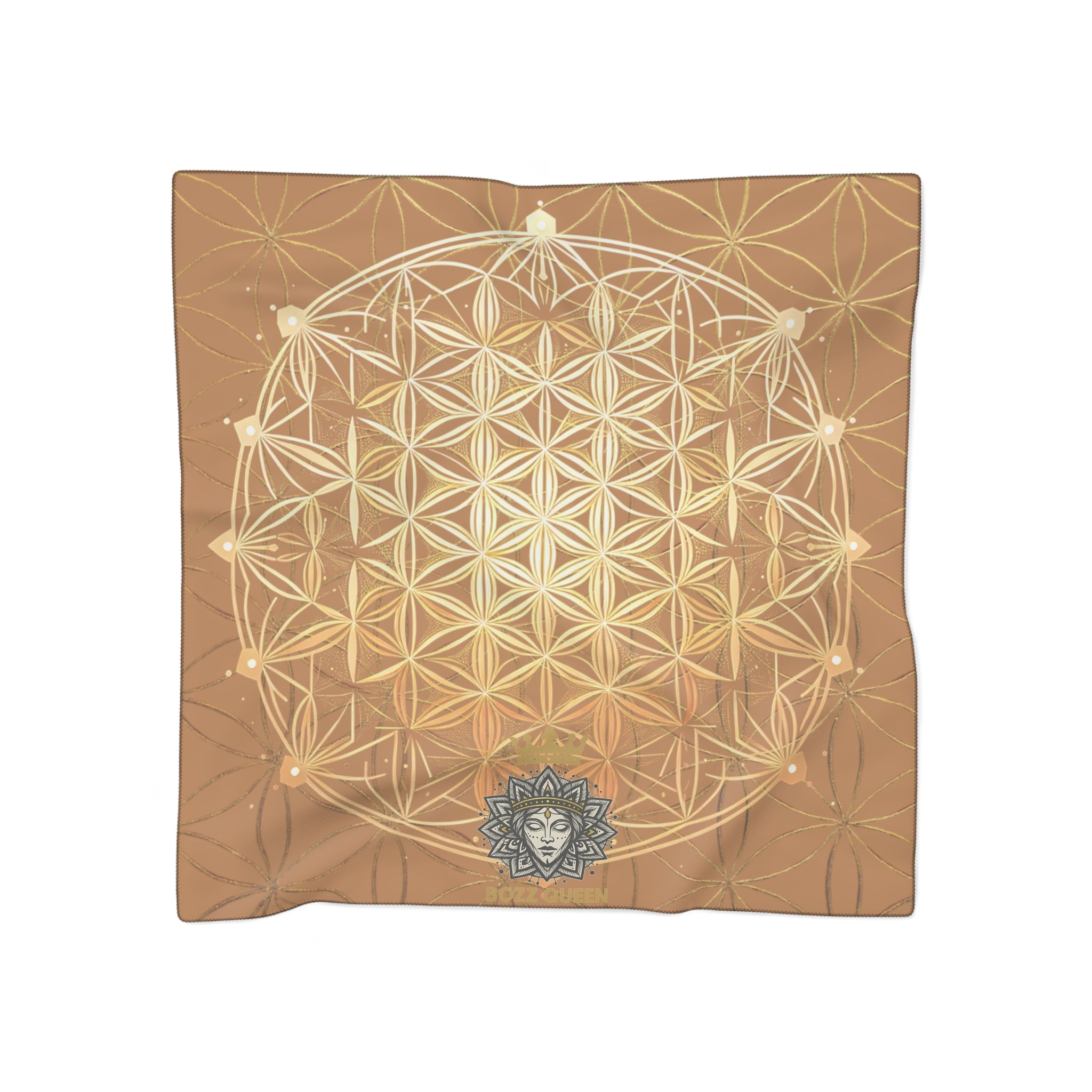 Flower of Life Light Brown Scarf - Sacred Geometry Spiritual Accessory
