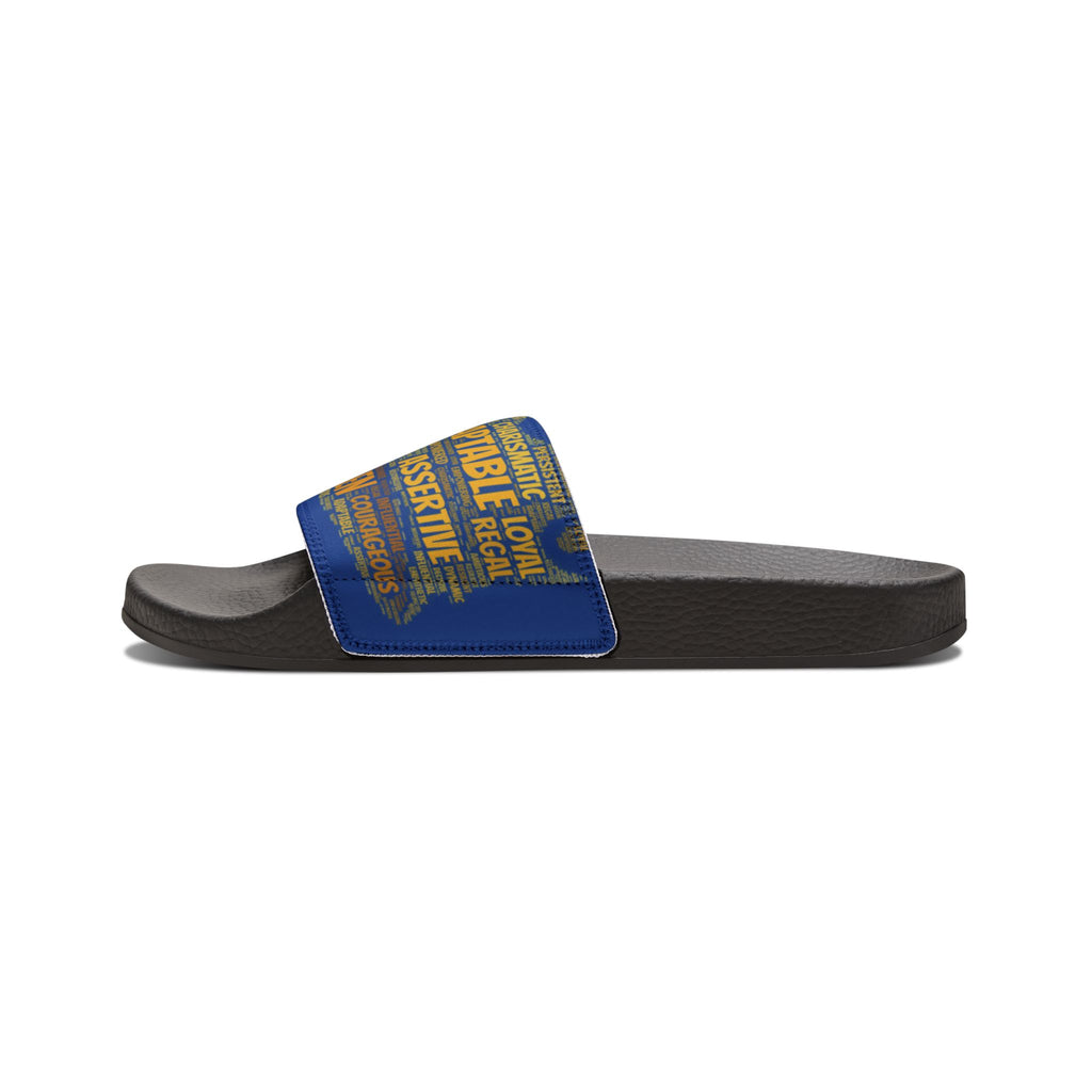 Bozz Queen Dark Blue & Gold Women's Sandals - Removable Strap Beach Slides