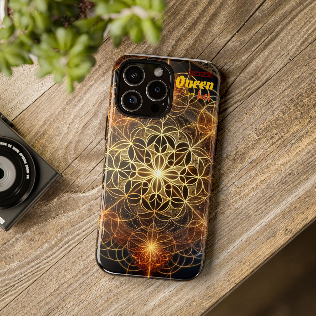 Golden Flower Mandala Phone Case, Tough Cases, Bohemian Phone Cover, Unique Gift for Him/Her, Spiritual and Artistic Design