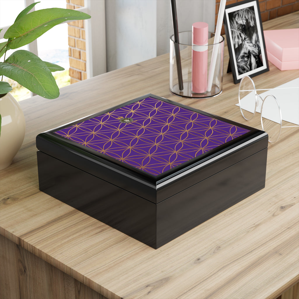 Flower of Life Jewelry Box - Purple Elegant Keepsake Organizer