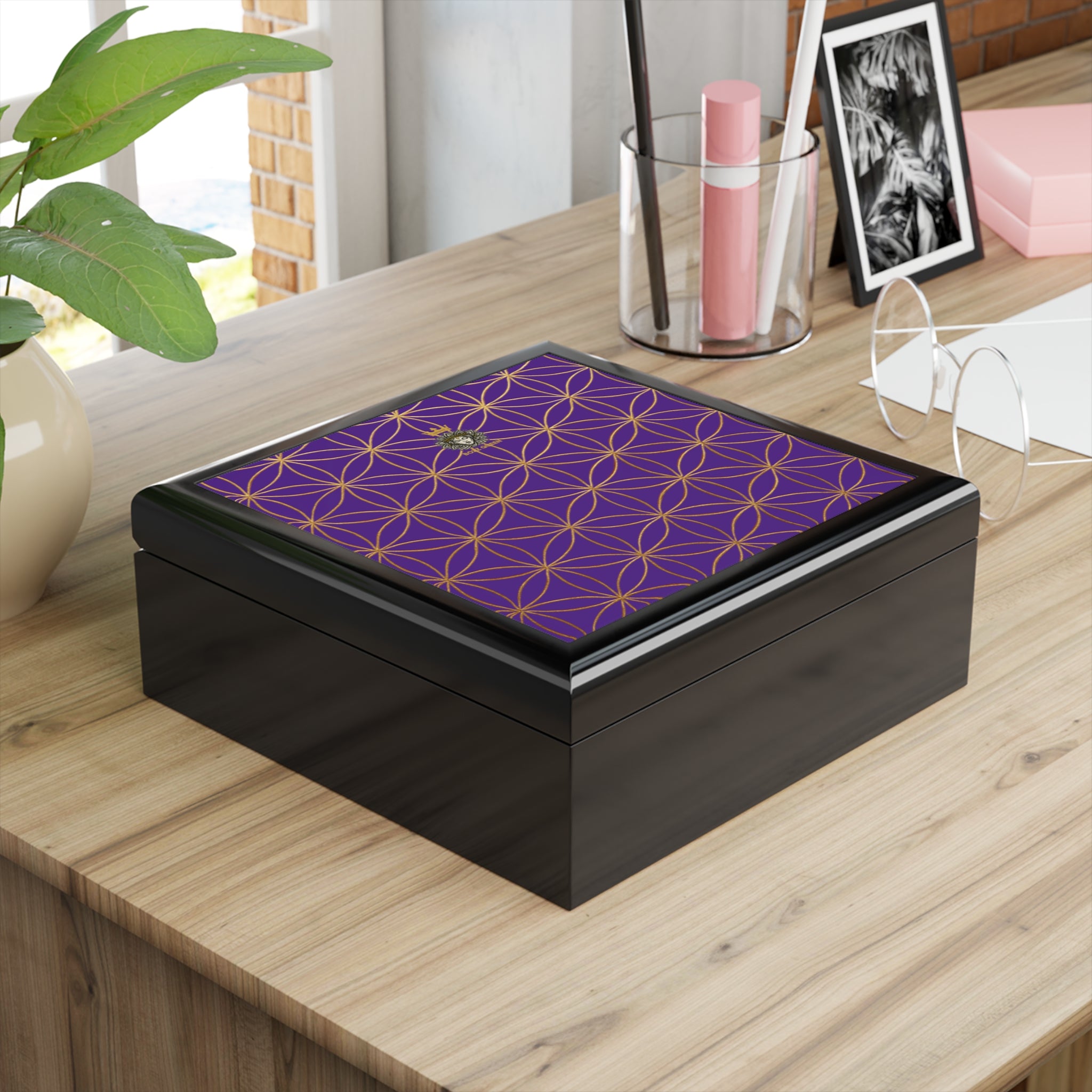 Flower of Life Jewelry Box - Purple Elegant Keepsake Organizer