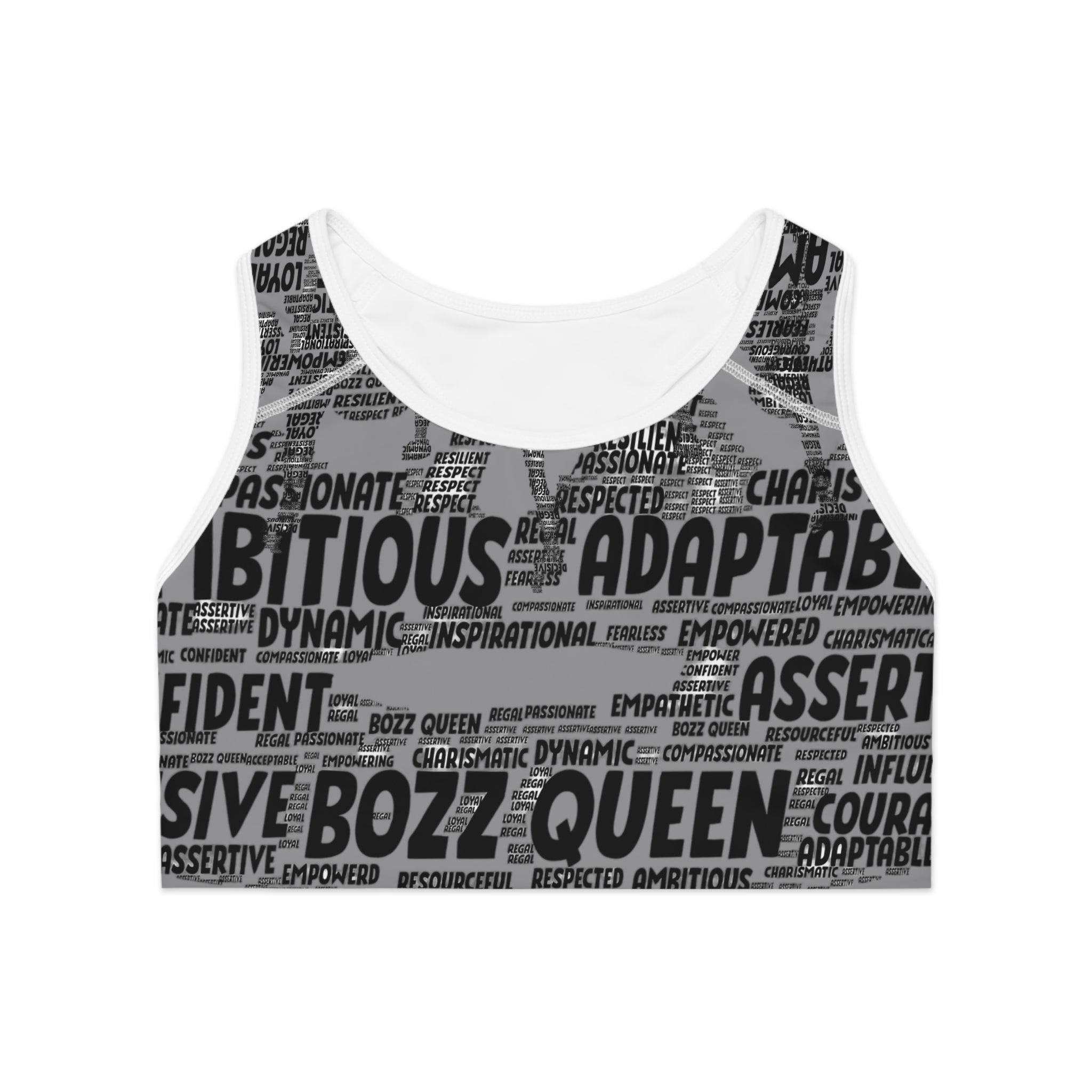 Empowering Sports Bra - Bozz Queen Origin Collection | Grey & Black FIXX