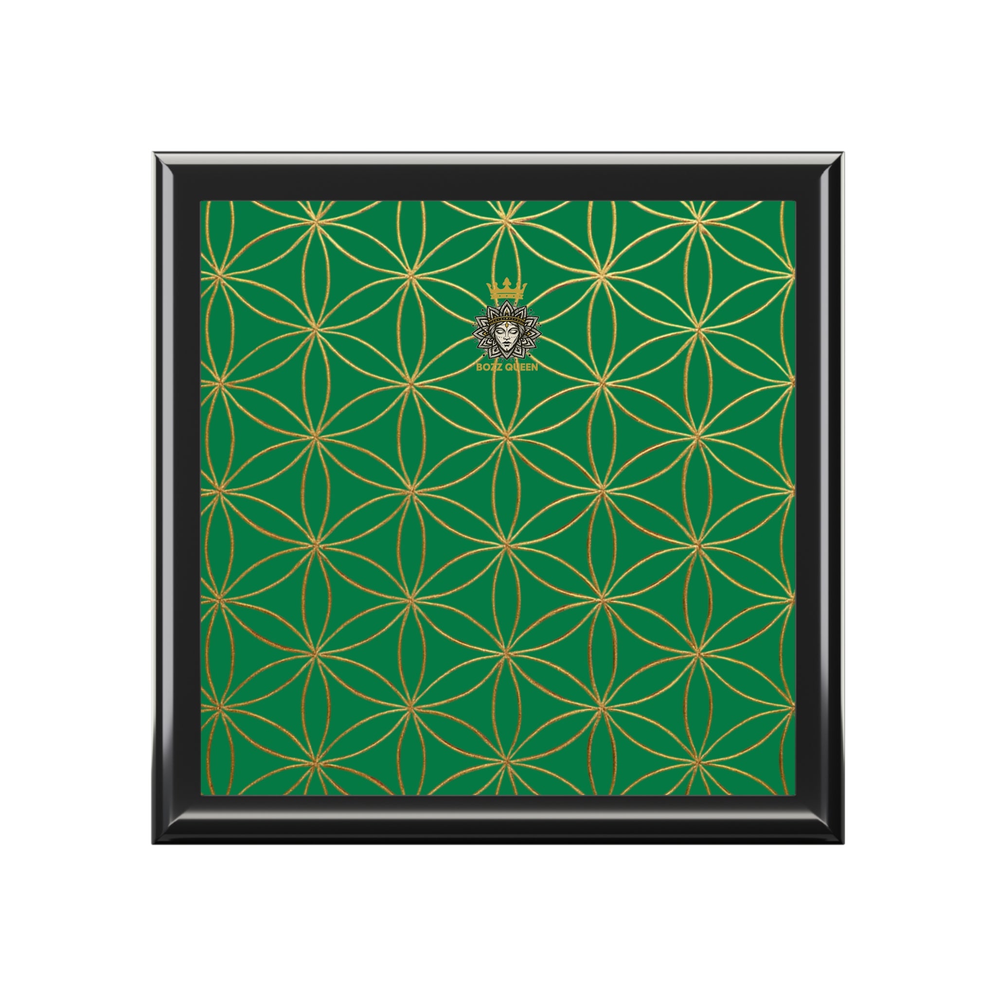 Flower of Life Jewelry Box - Dark Green Elegant Keepsake Organizer