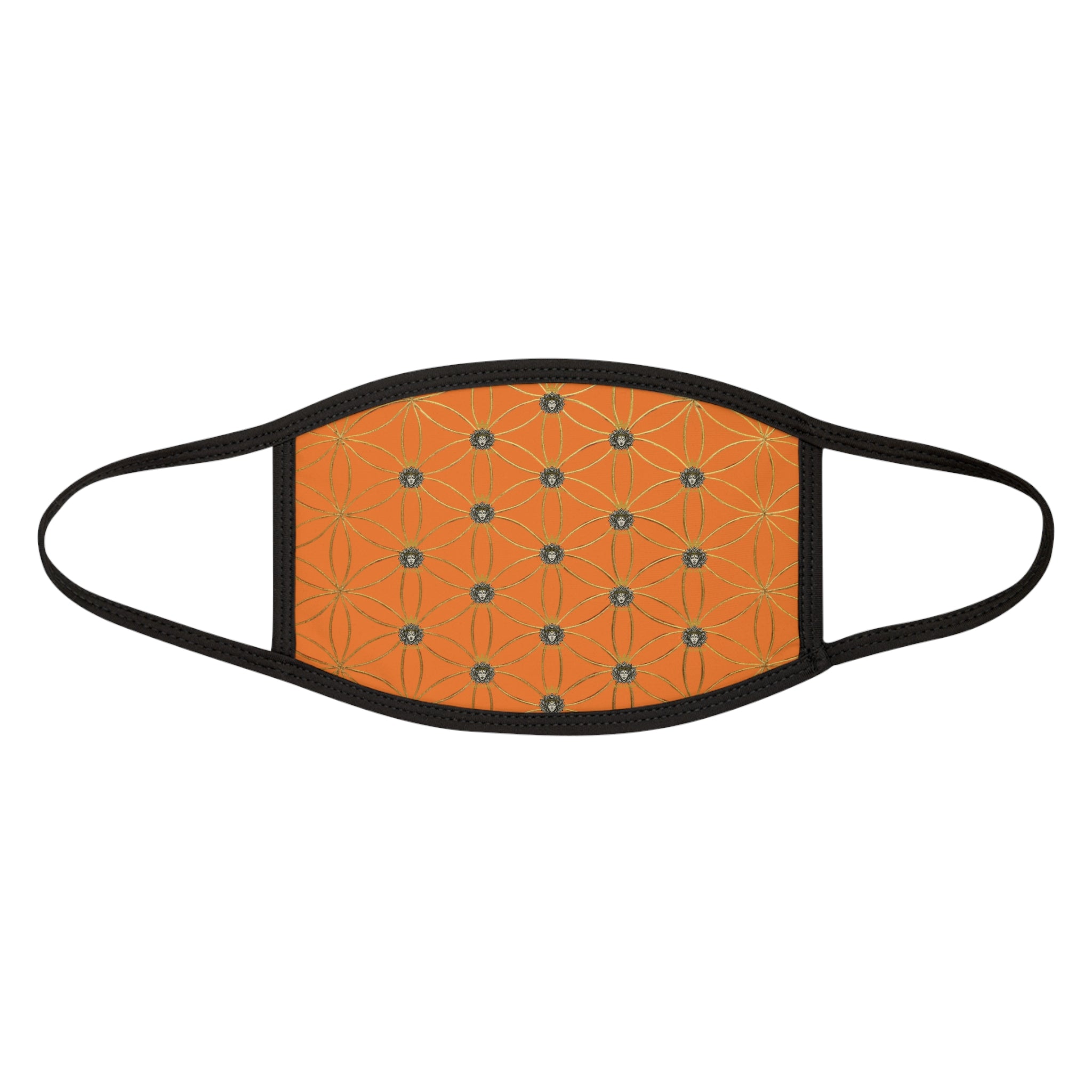 Bozz Queen Flower of Life Face Mask - Light Orange & Gold Stylish Breathable Cloth Mask