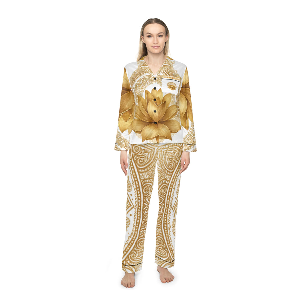 Crown Chakra Elegant Satin Pajamas Set - Luxurious Women's Sleepwear Gift