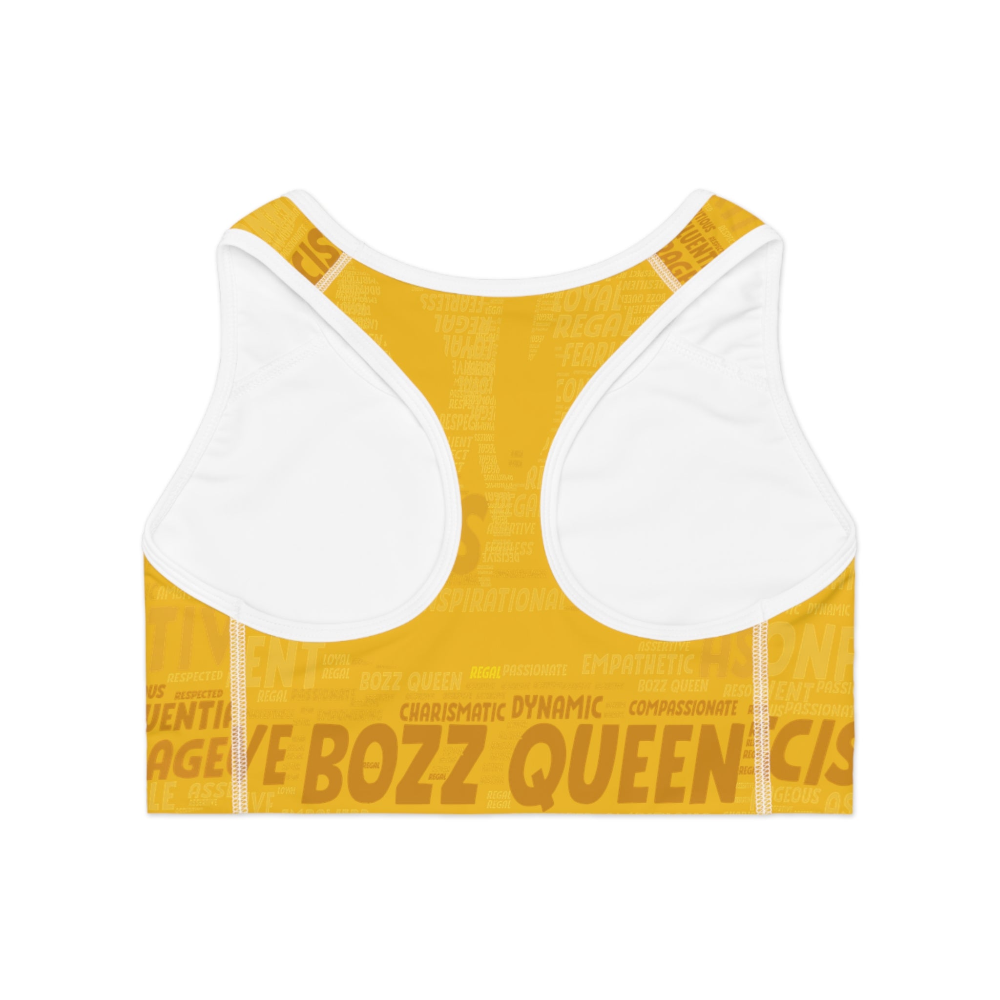 Empowered Words Sports Bra - Bozz Queen Origin Collection | Sunshine Yellow