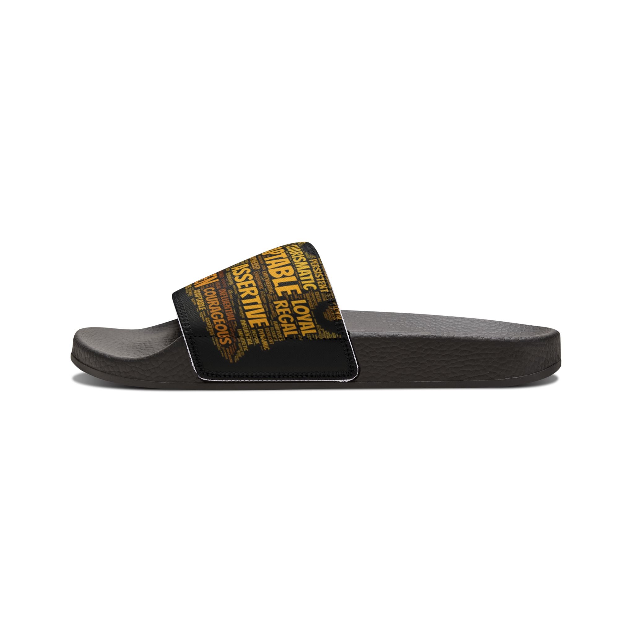 Bozz Queen Black & Gold Women's Sandals - Removable Strap Beach Slides