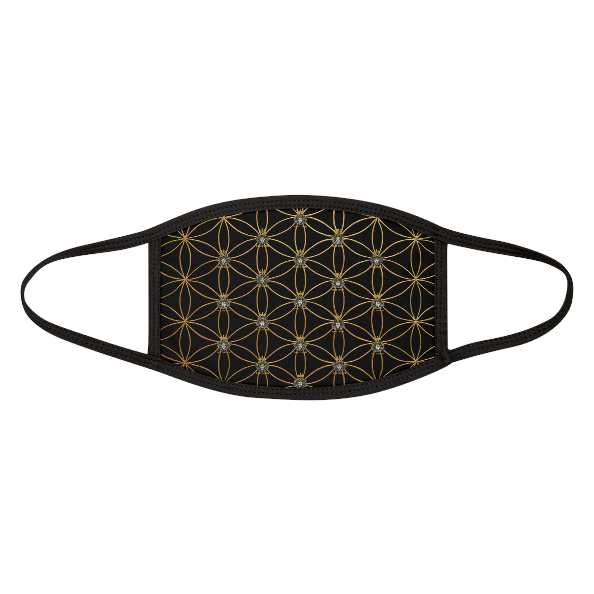 Bozz Queen Flower of Life Face Mask - Black & Gold Stylish Breathable Cloth Mask