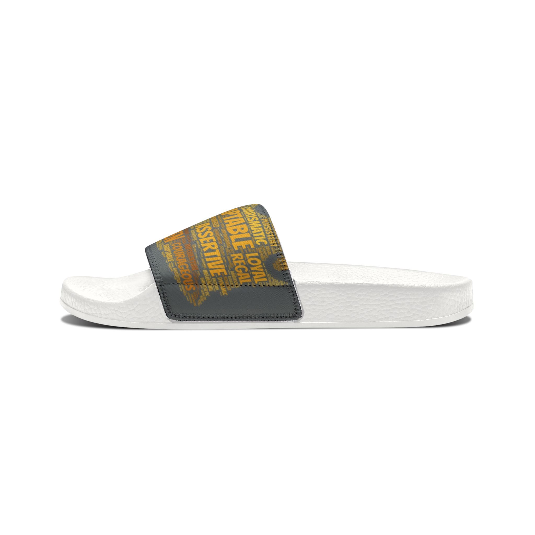 Bozz Queen Dark Grey & Gold Women's Sandals - Removable Strap Beach Slides