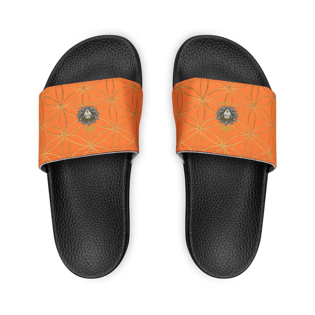 Bozz Queen Light Orange Flower of Life Women's Sandals - Removable Strap Beach Slides