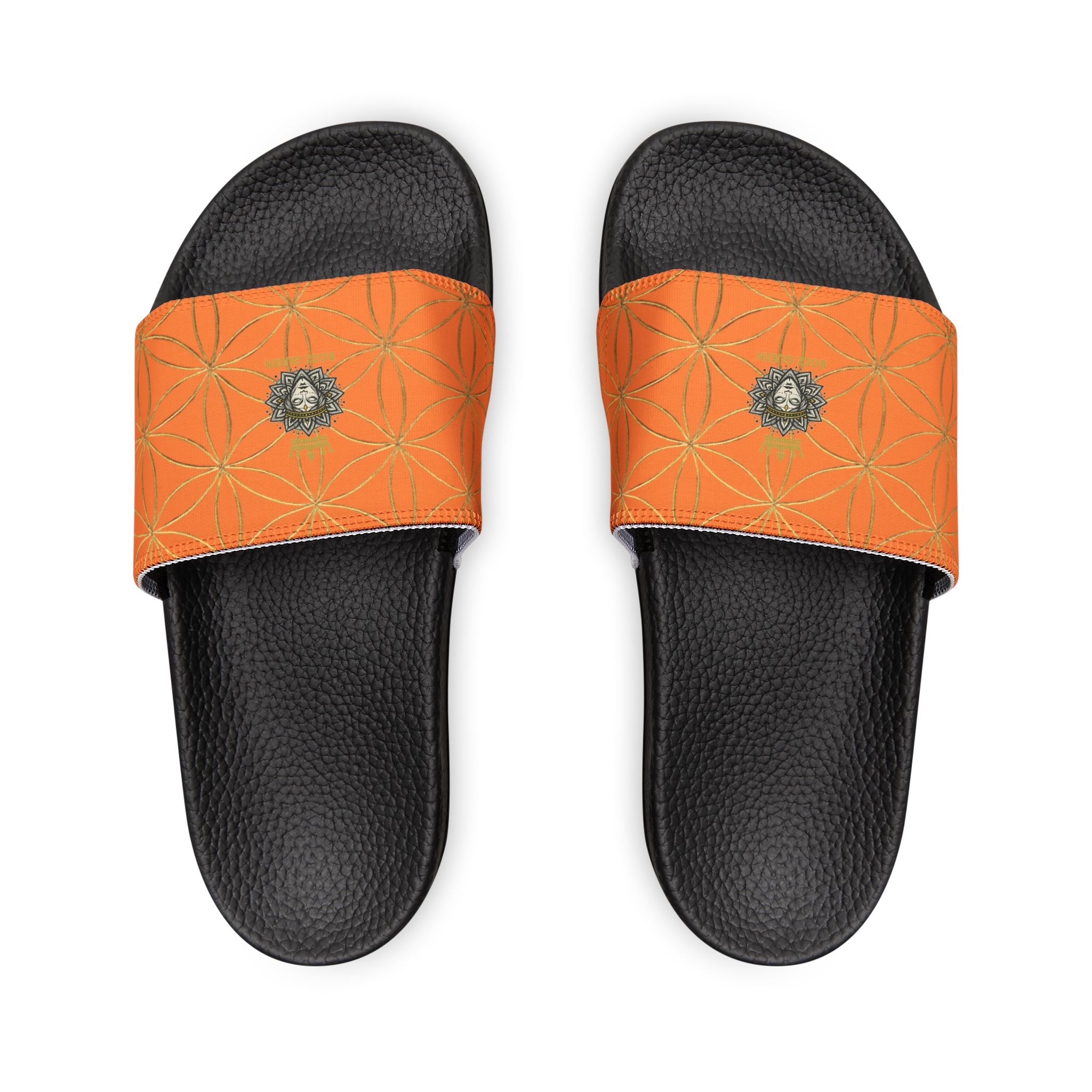 Bozz Queen Light Orange Flower of Life Women's Sandals - Removable Strap Beach Slides