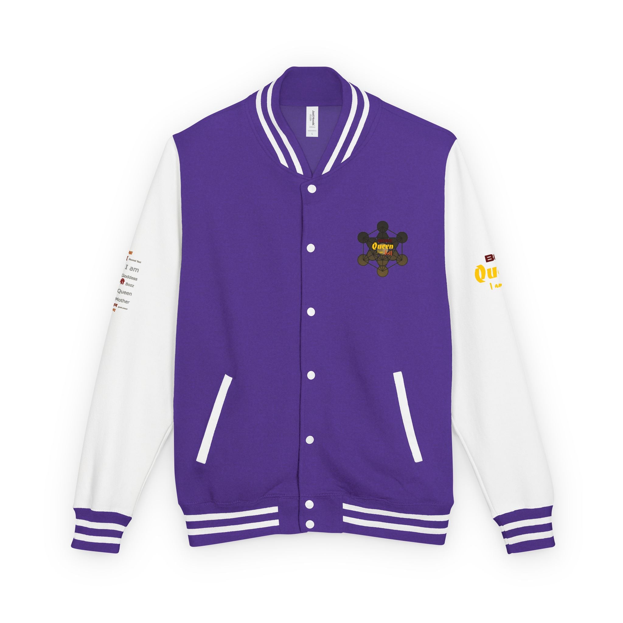 Bozz Queen Crown Design Letterman Jacket - Unisex Heavyweight Varsity Jacket