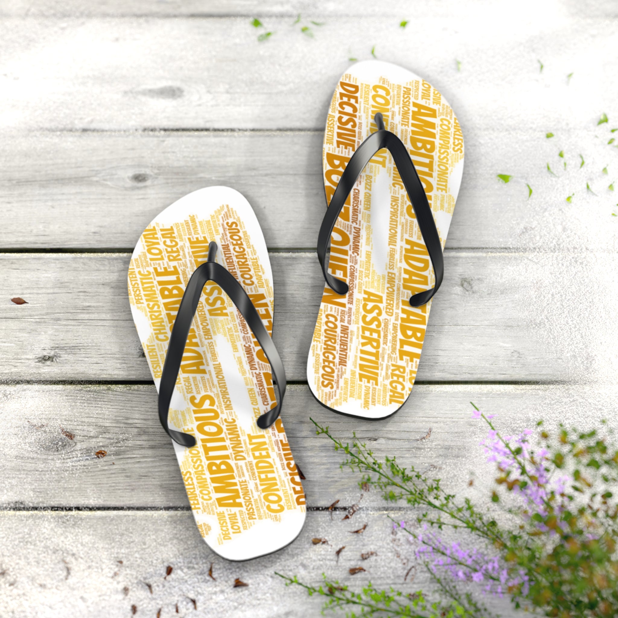 Bozz Queen White & Gold Flip Flops - Stylish Summer Beach Sandals
