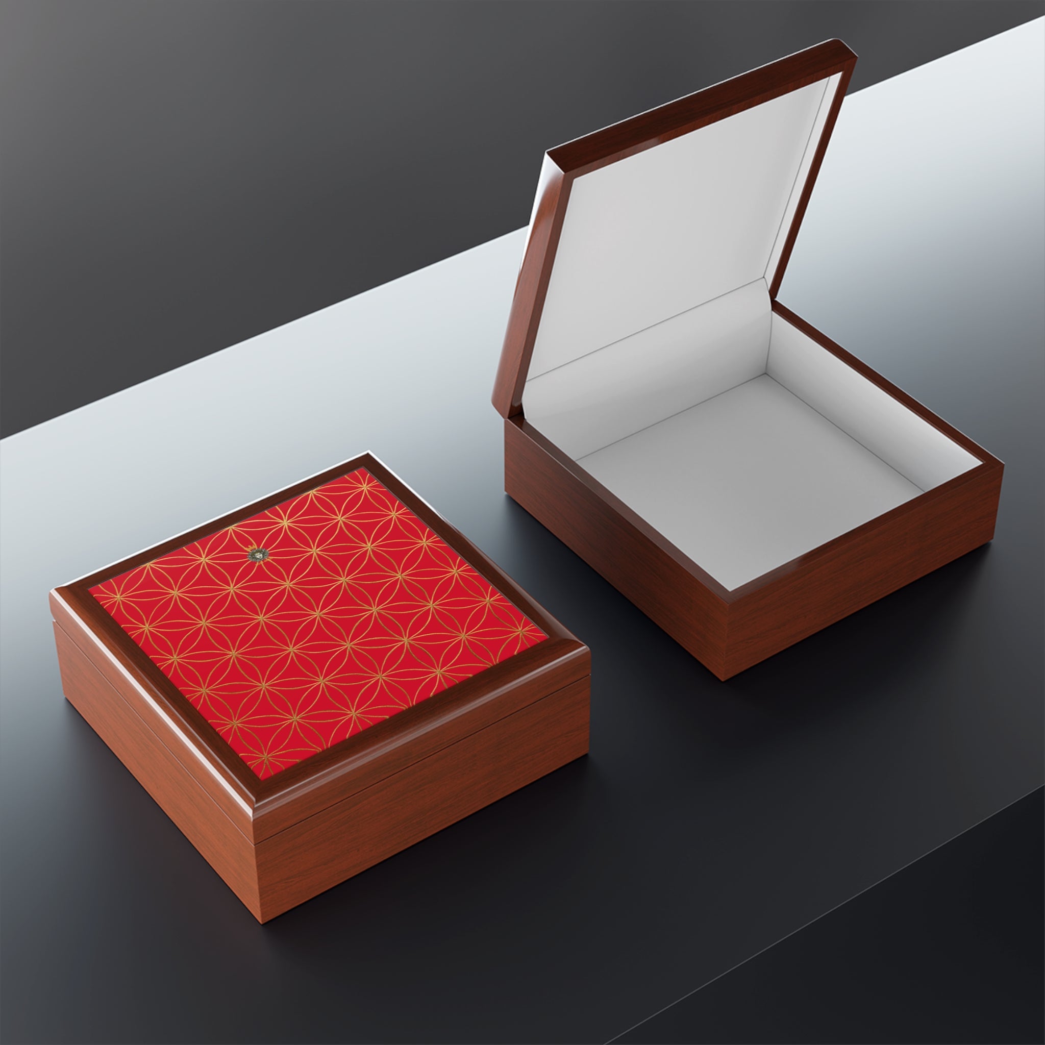 Flower of Life Jewelry Box - Red Elegant Keepsake Organizer