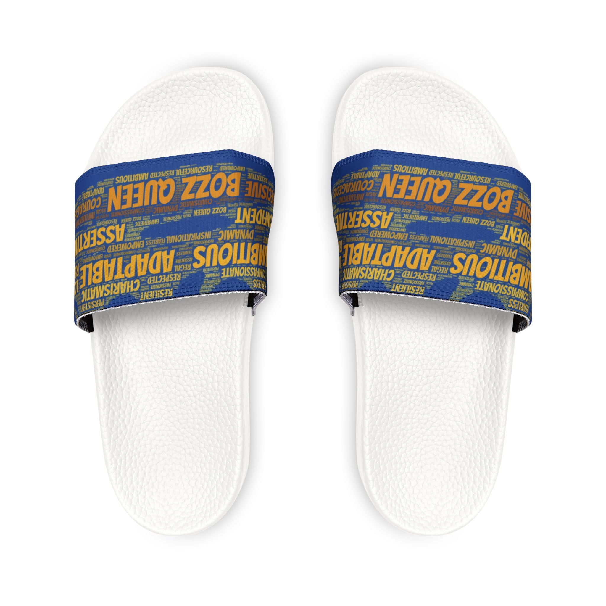 Bozz Queen Dark Blue & Gold Women's Sandals - Removable Strap Beach Slides