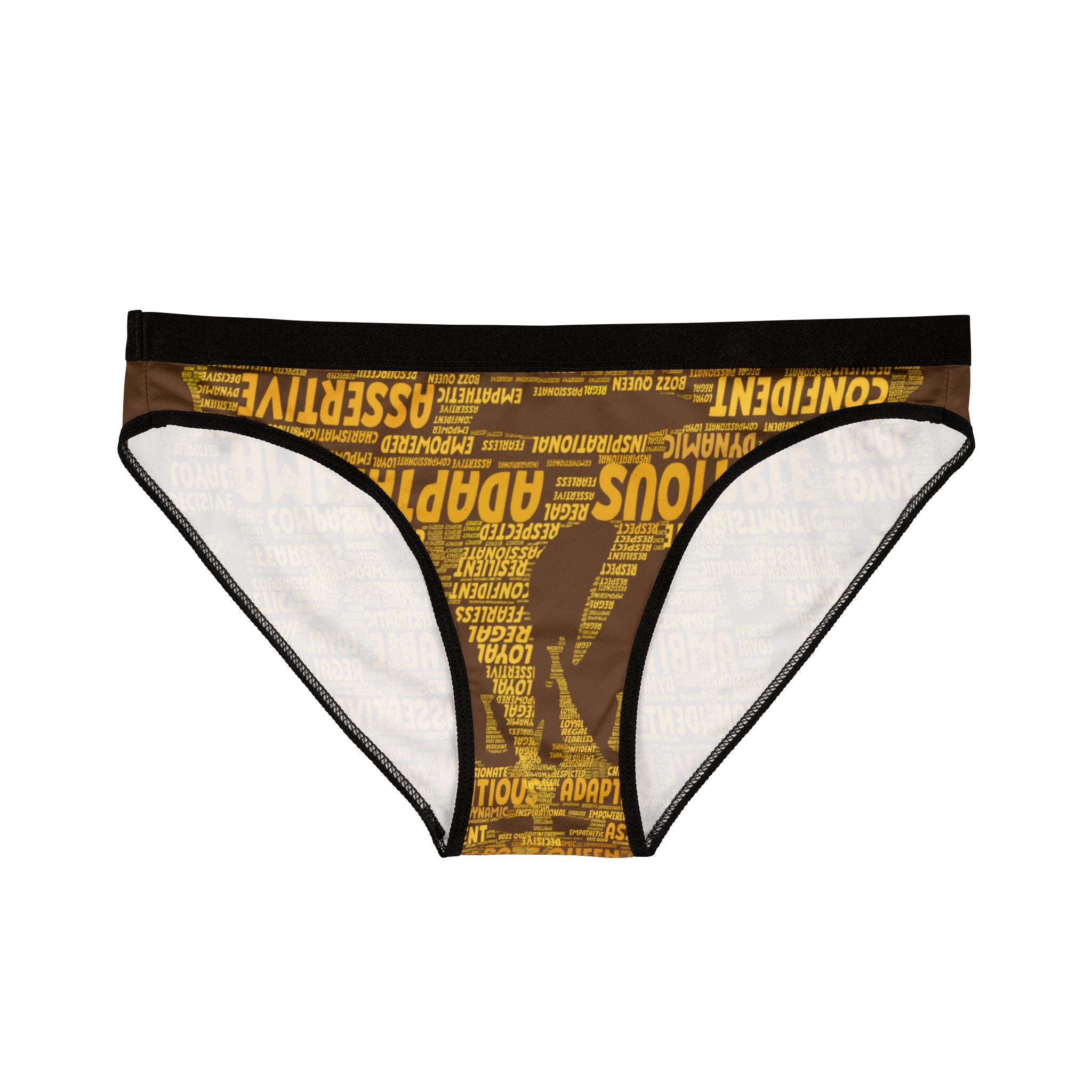 Women's Brown Yellow Motivational Underwear - Bold Statement Lingerie