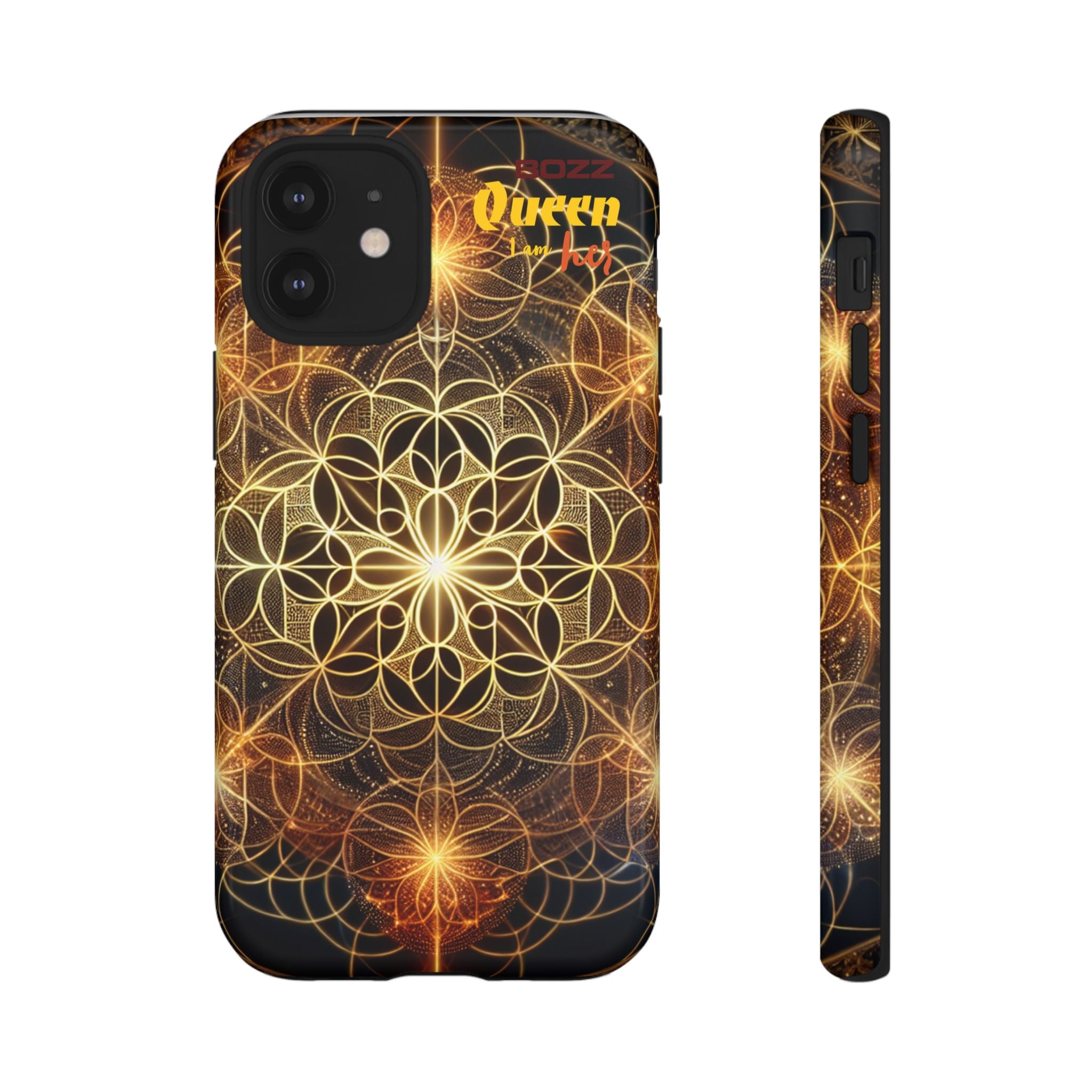Golden Flower Mandala Phone Case, Tough Cases, Bohemian Phone Cover, Unique Gift for Him/Her, Spiritual and Artistic Design