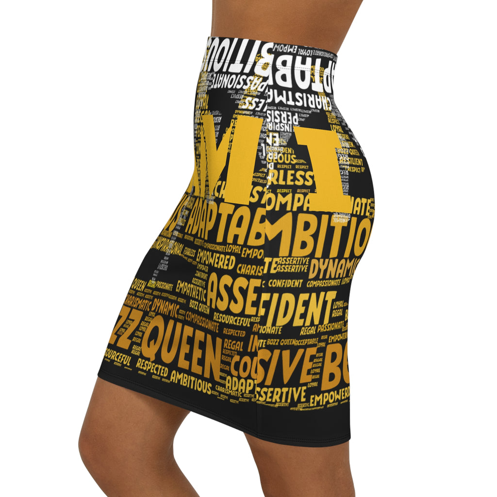 BOZZ QUEEN I AM Series Empowering Women's Mid-Waist Pencil Skirt - Boss Queen Clothing