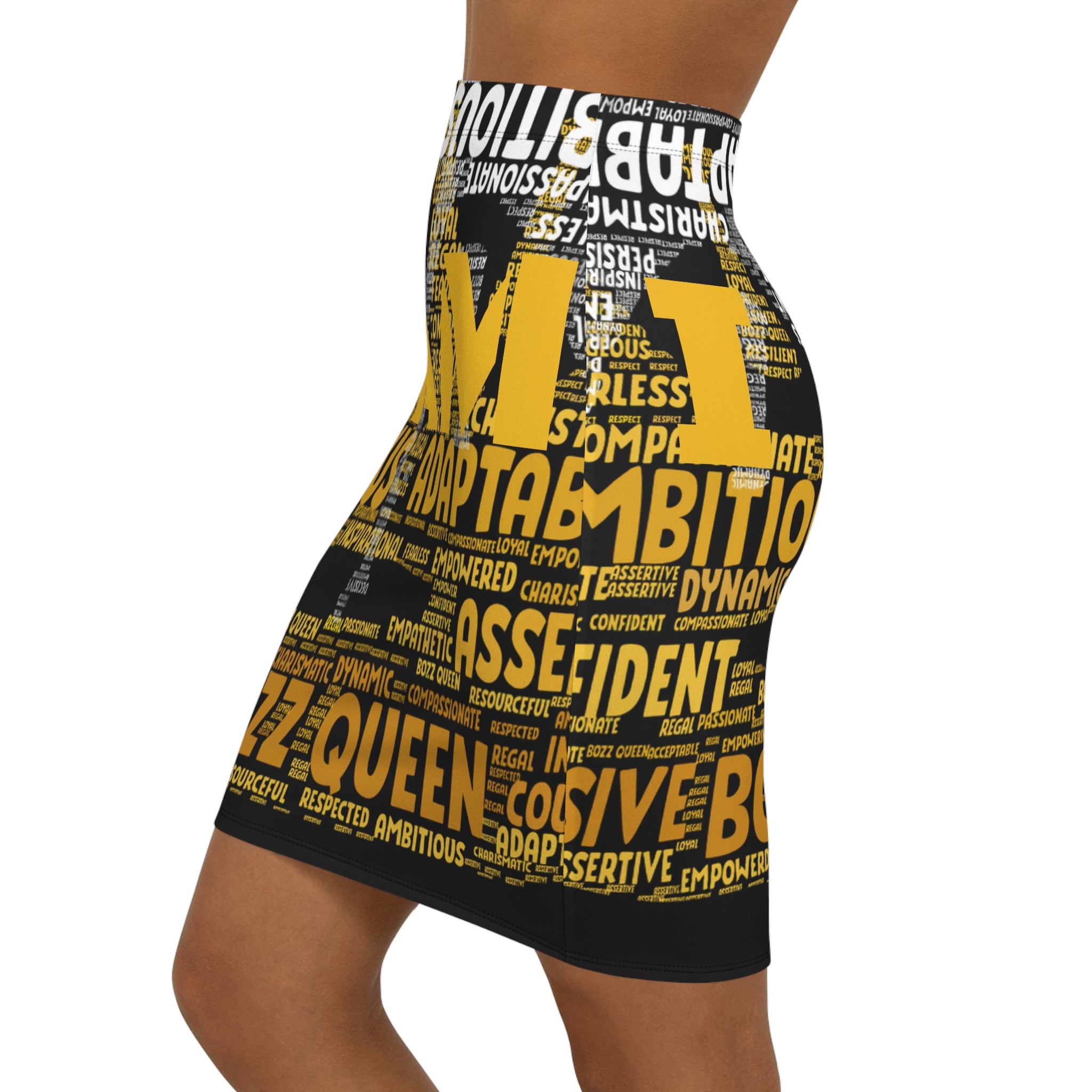 BOZZ QUEEN I AM Series Empowering Women's Mid-Waist Pencil Skirt - Boss Queen Clothing