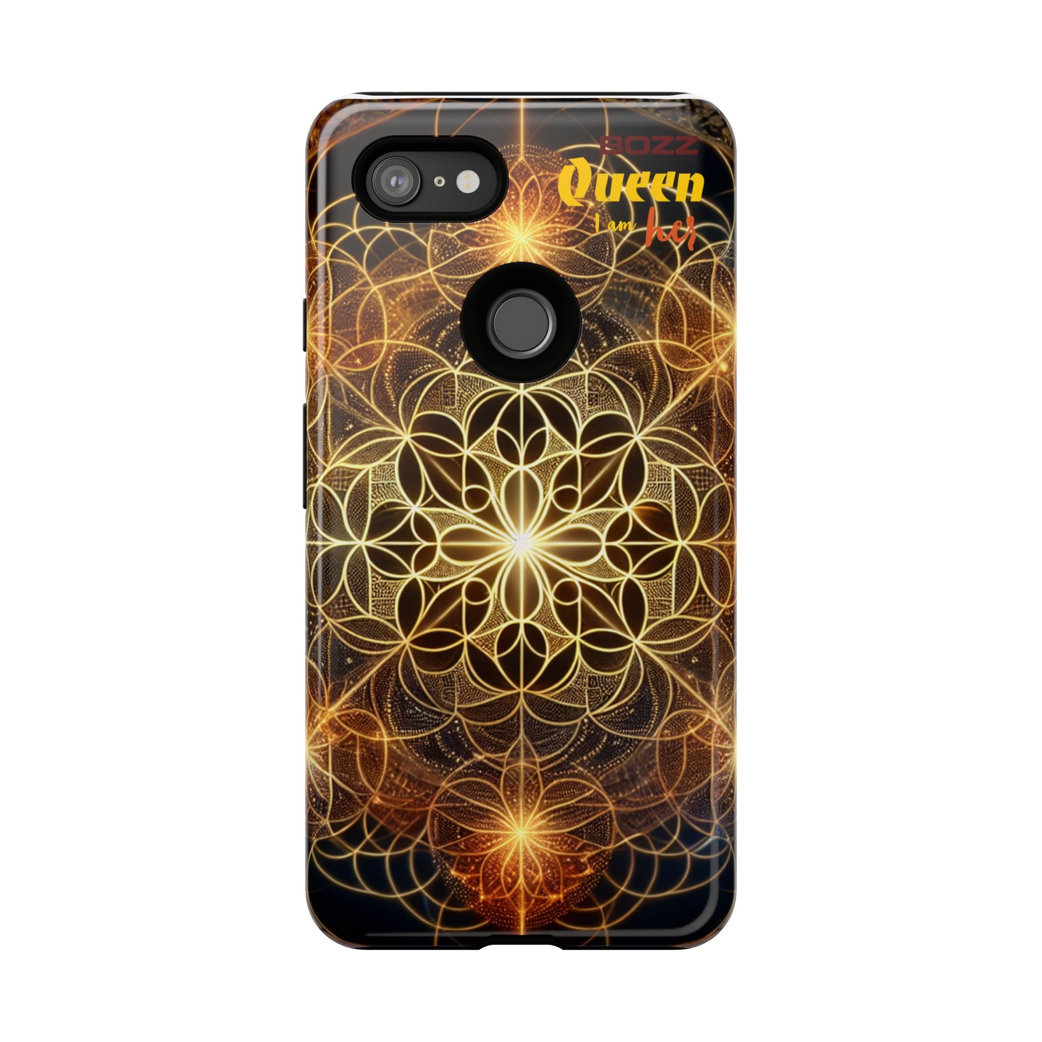 Golden Flower Mandala Phone Case, Tough Cases, Bohemian Phone Cover, Unique Gift for Him/Her, Spiritual and Artistic Design