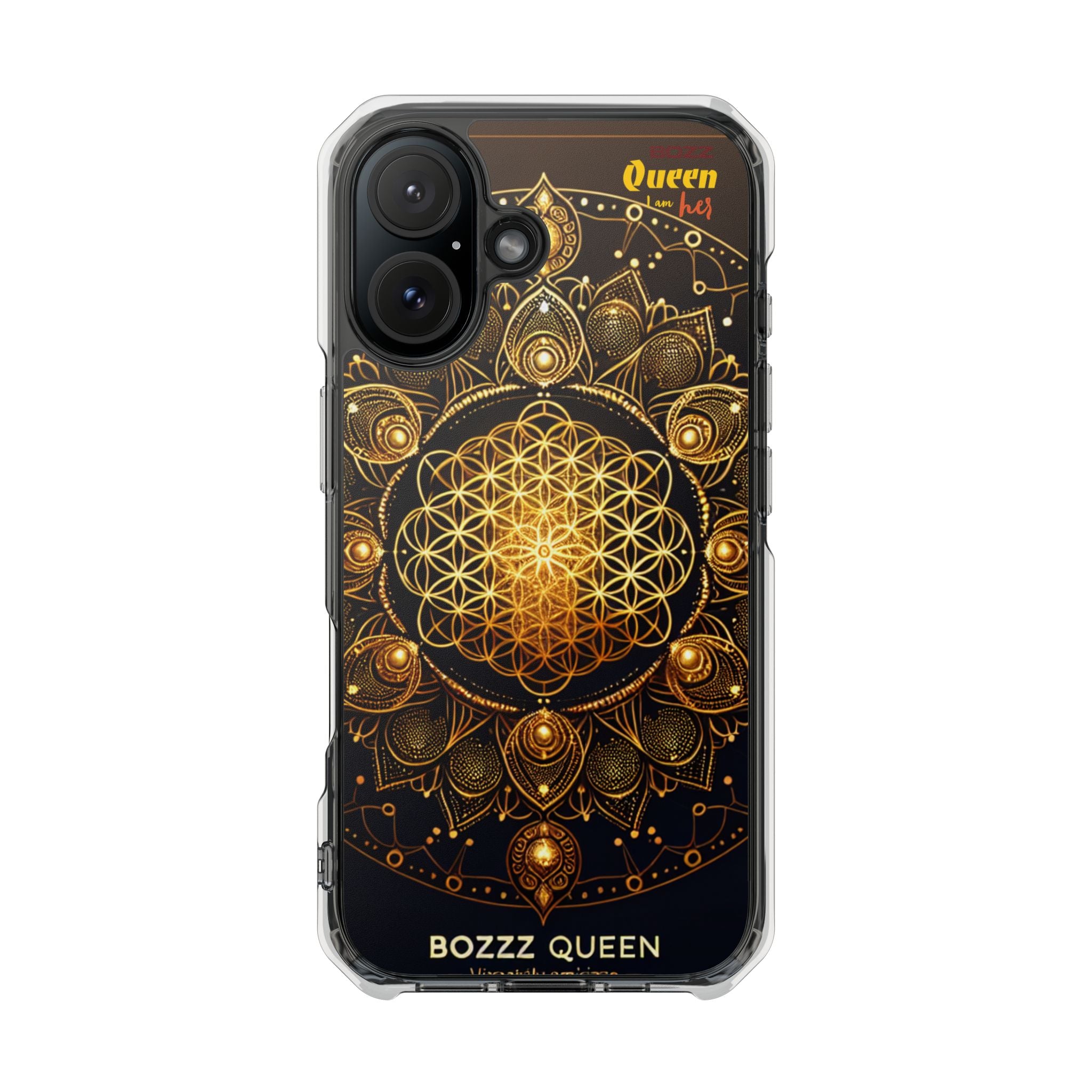 Magnetic Phone Case with Spiritual Mandala Design, Bozz Queen, Durable Clear Impact Case, Unique Gift for Spiritual Seekers, Phone Accessory