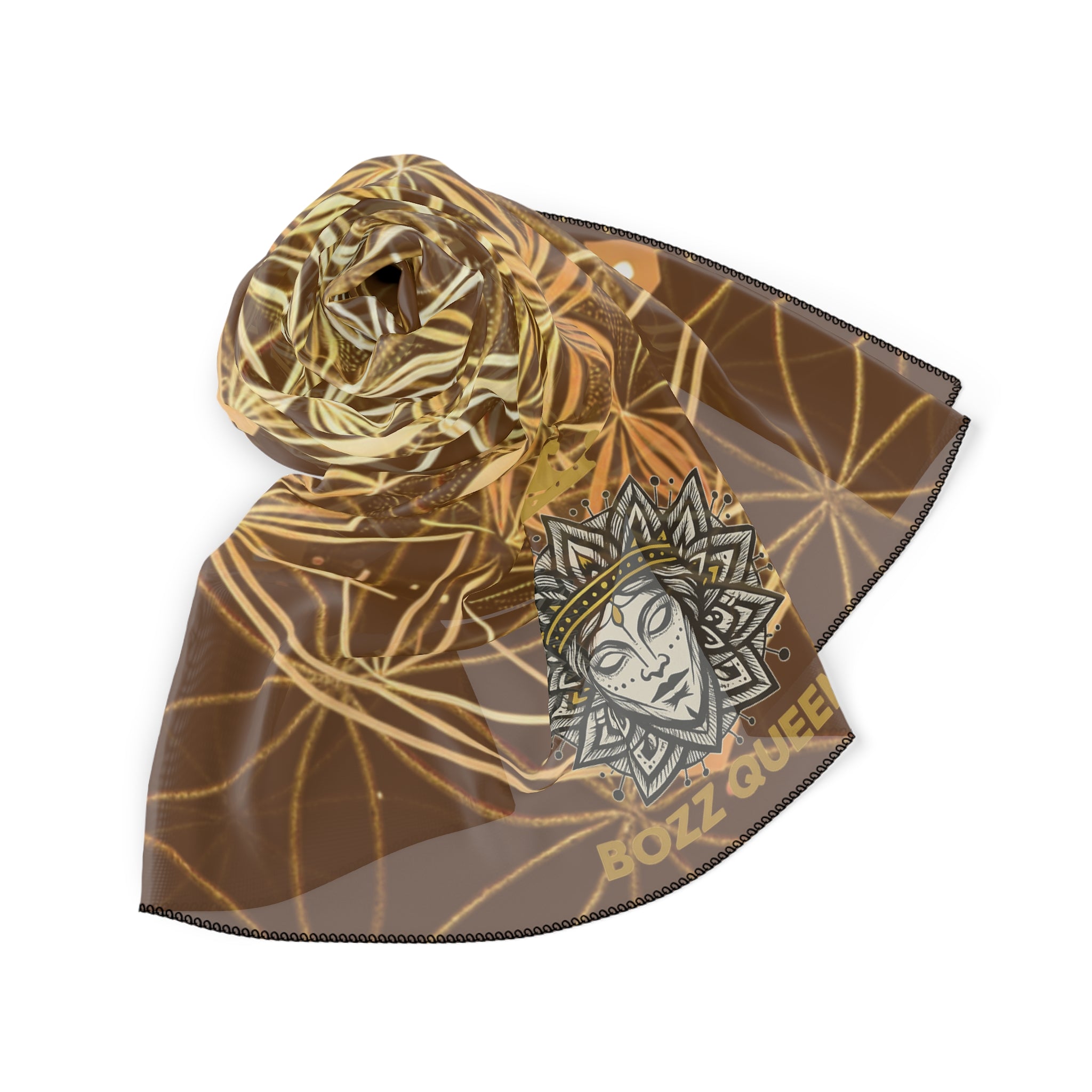 Flower of Life Brown Scarf - Sacred Geometry Spiritual Accessory