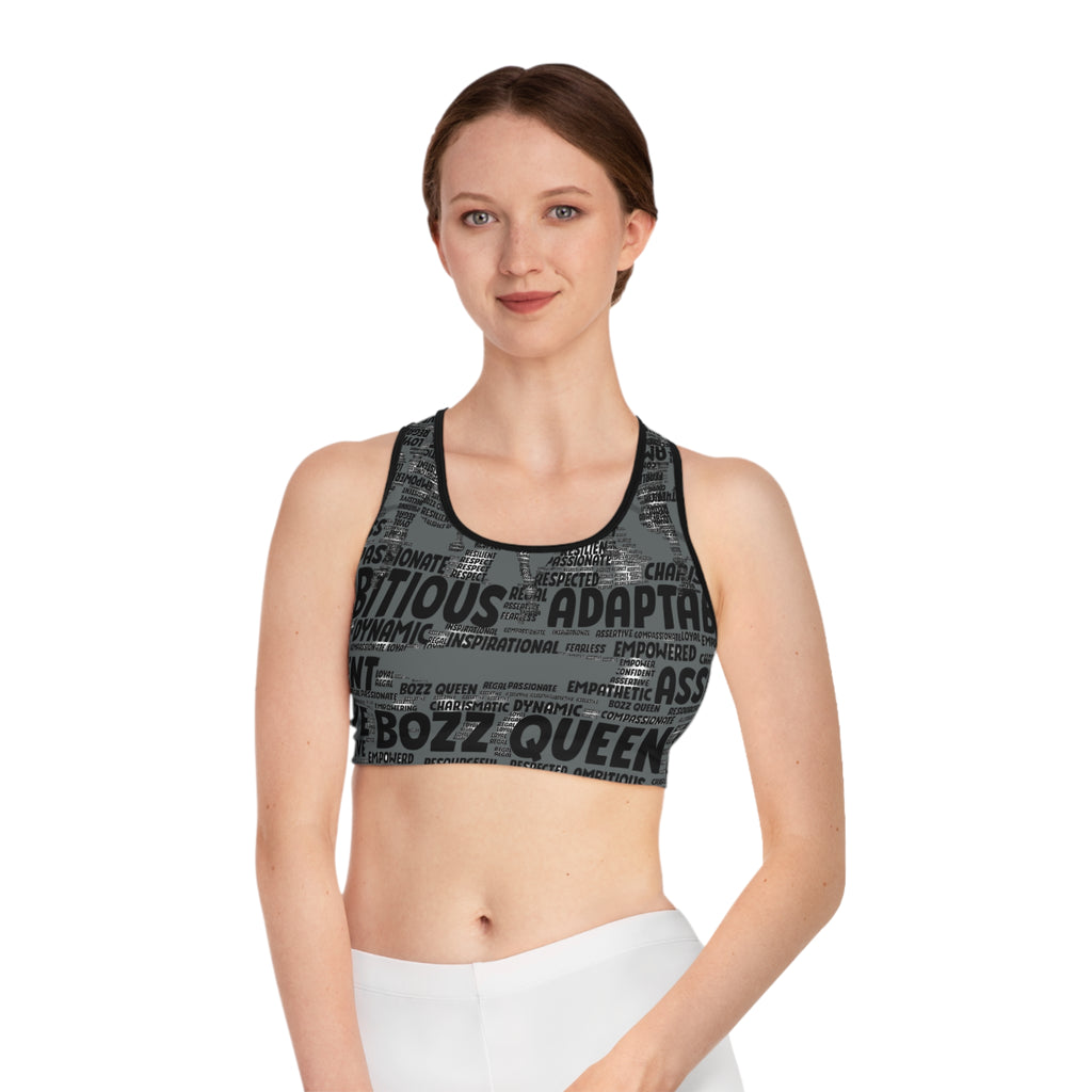 Empowering Sports Bra - Bozz Queen Origin Collection | Dark Grey & Black