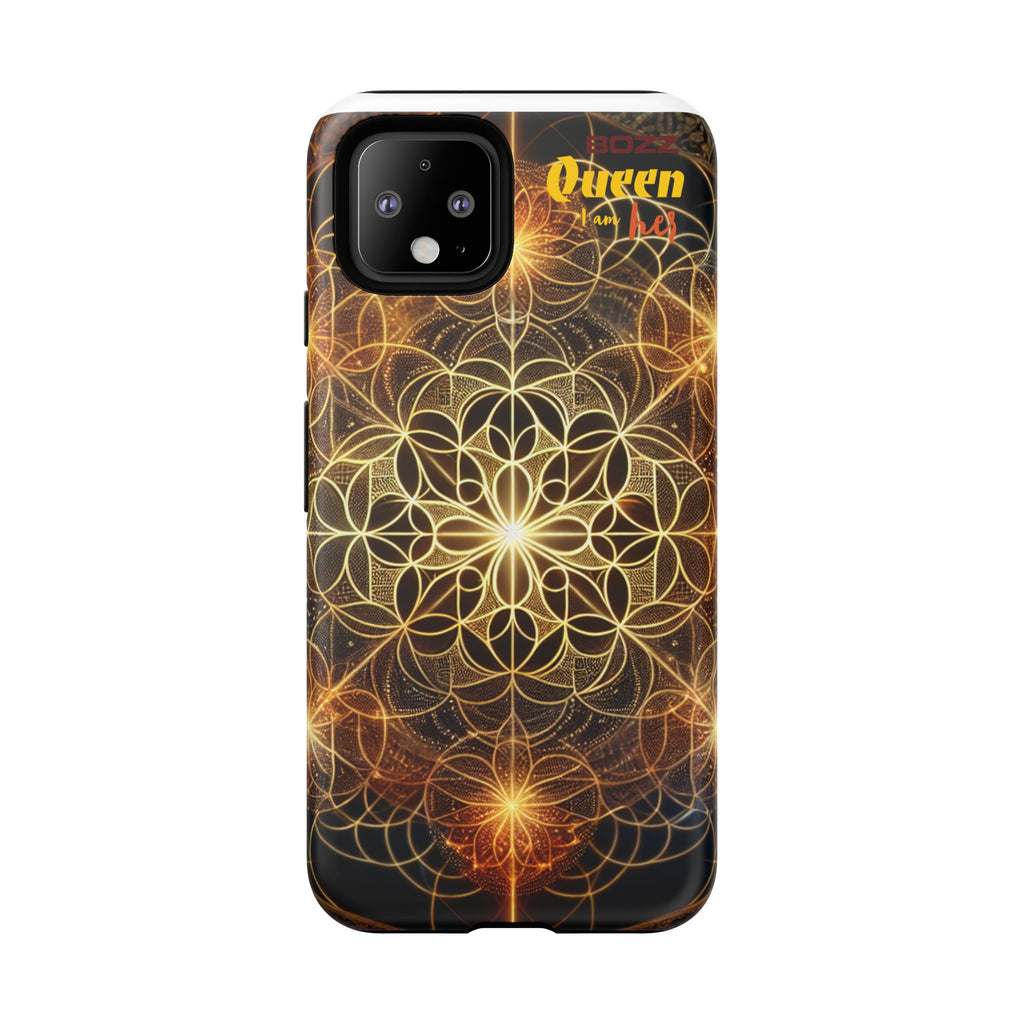 Golden Flower Mandala Phone Case, Tough Cases, Bohemian Phone Cover, Unique Gift for Him/Her, Spiritual and Artistic Design