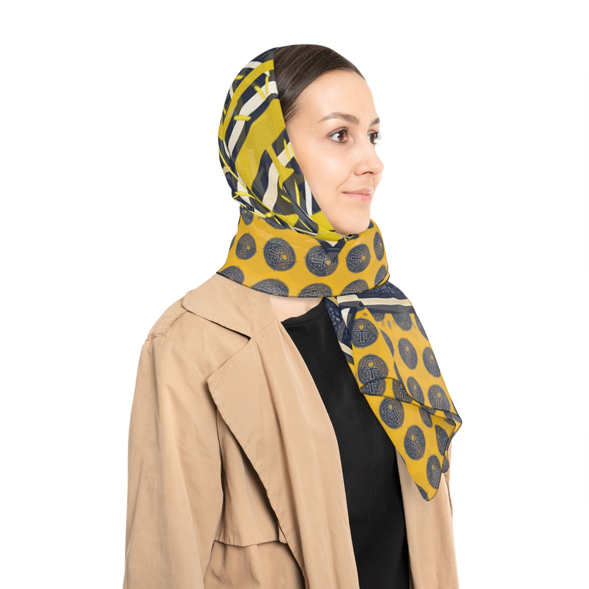 BOZZ QUEEN Poly Scarf | Geometric Print Luxury Accessory