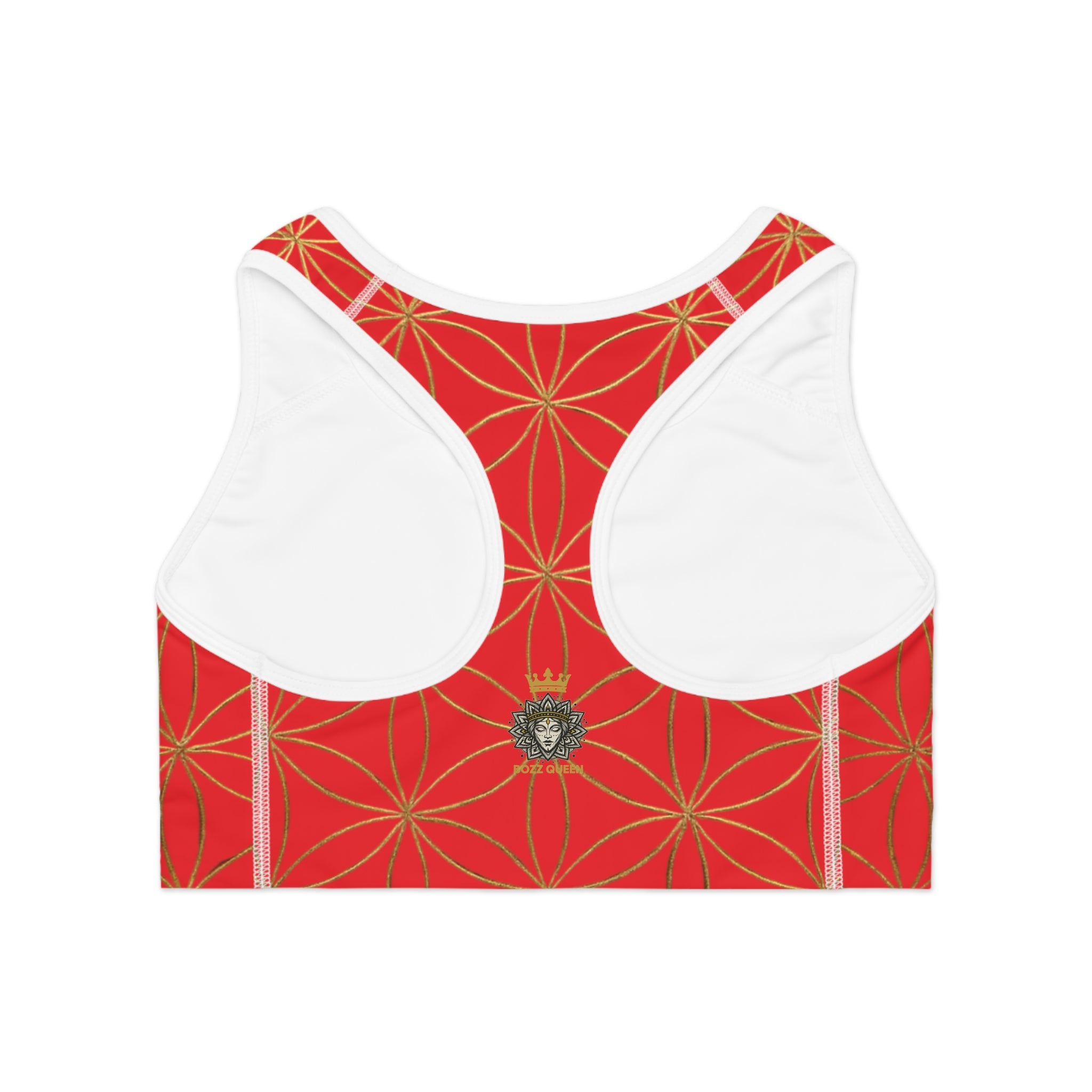 Bozz Queen Red & Gold Flower of Life Sports Bra - Yoga Workout Top