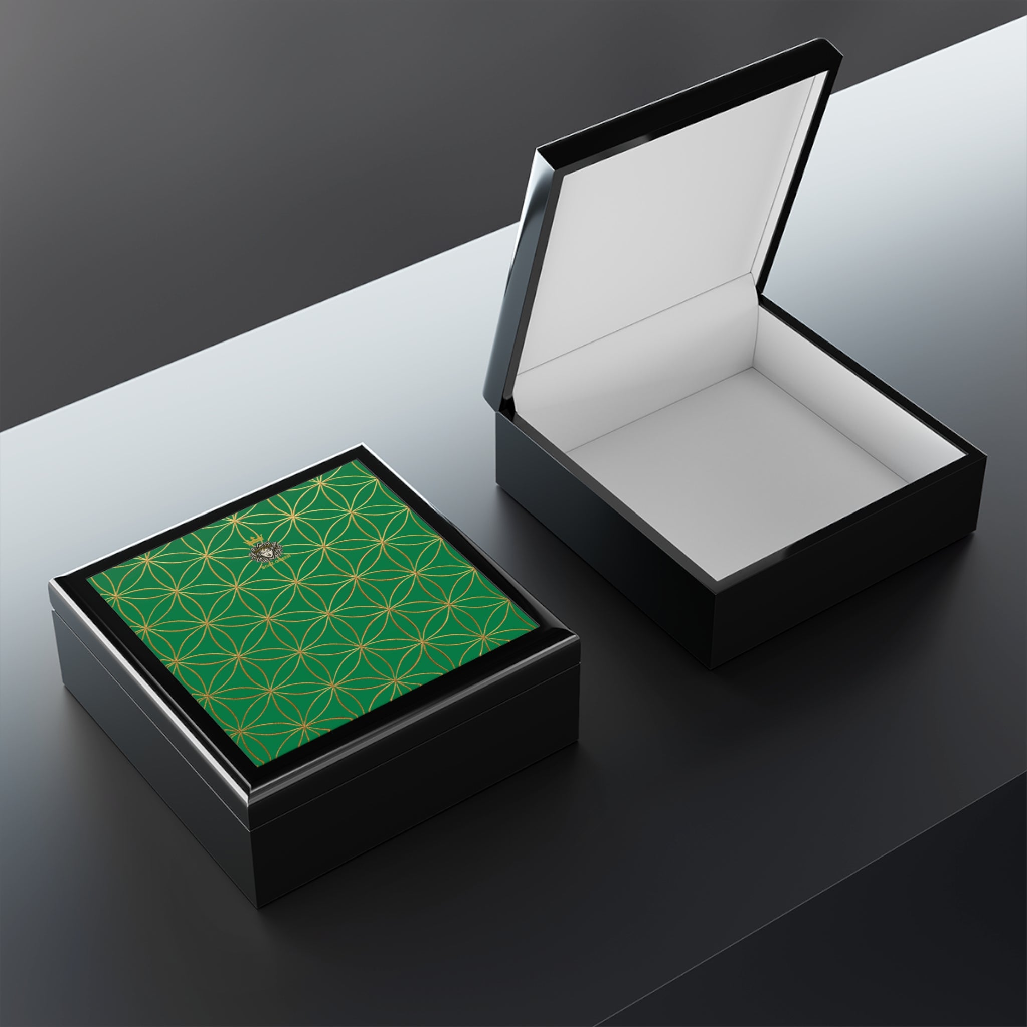 Flower of Life Jewelry Box - Dark Green Elegant Keepsake Organizer