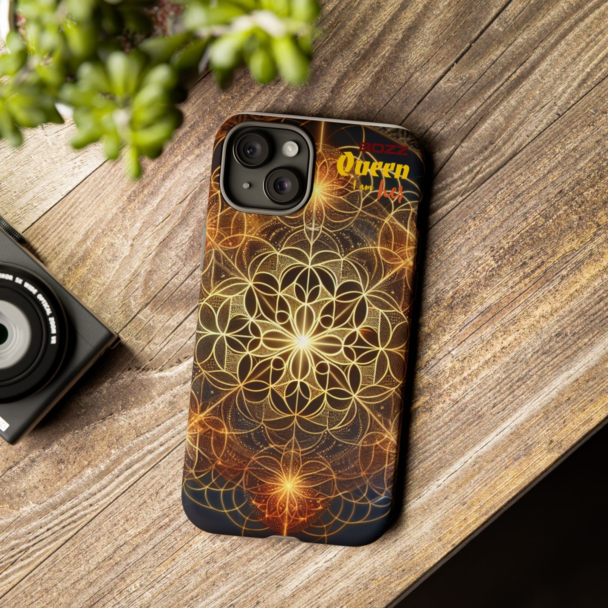 Golden Flower Mandala Phone Case, Tough Cases, Bohemian Phone Cover, Unique Gift for Him/Her, Spiritual and Artistic Design