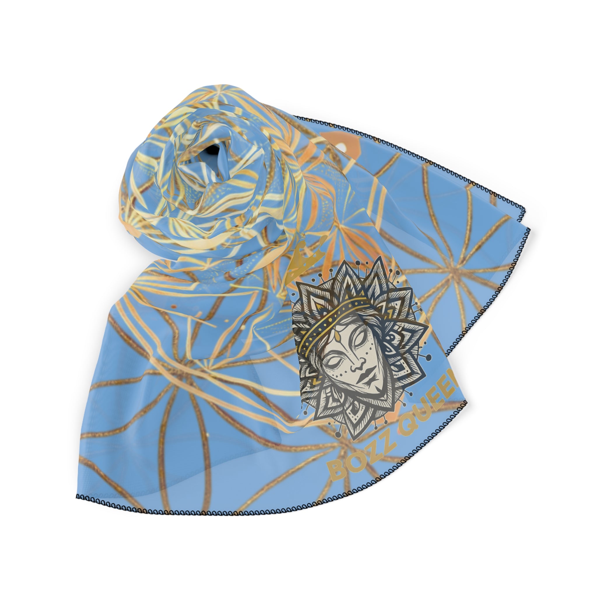 Flower of Life Light Blue Scarf - Sacred Geometry Spiritual Accessory