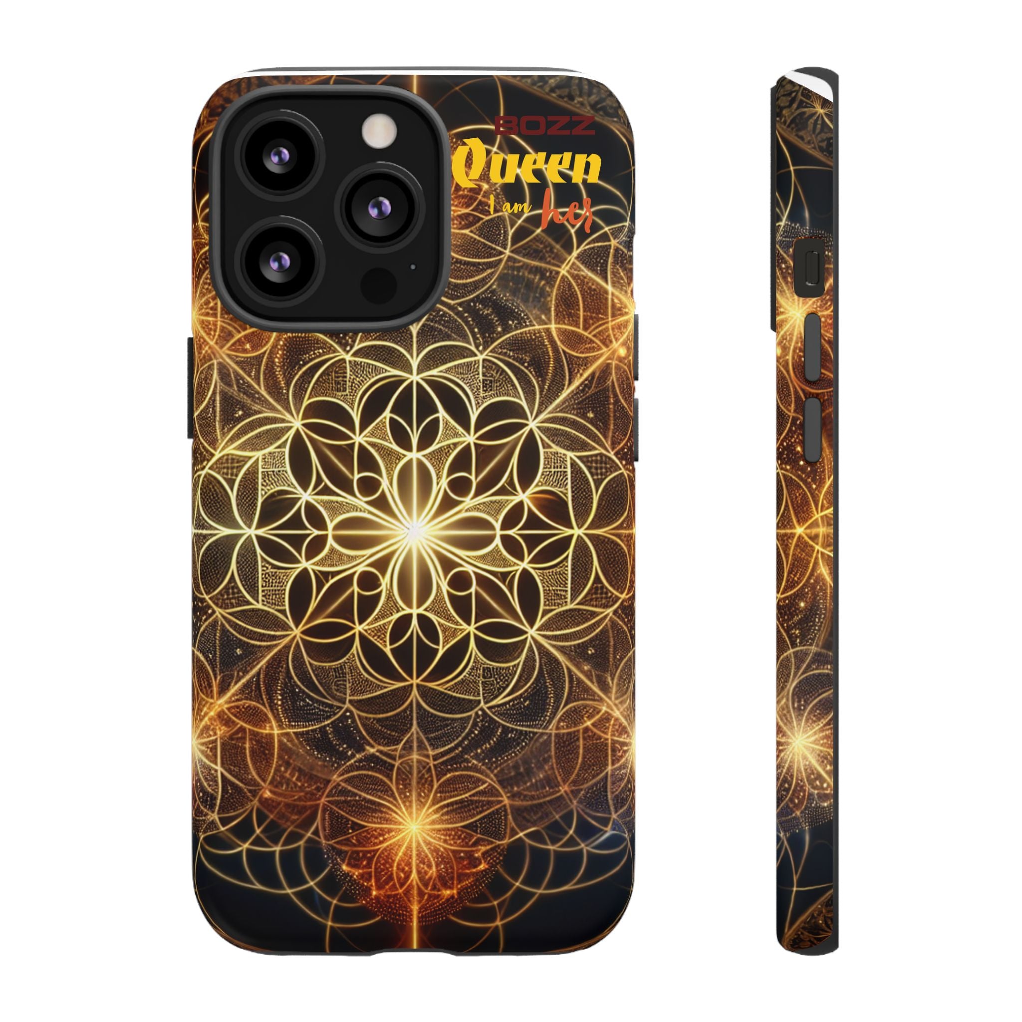 Golden Flower Mandala Phone Case, Tough Cases, Bohemian Phone Cover, Unique Gift for Him/Her, Spiritual and Artistic Design