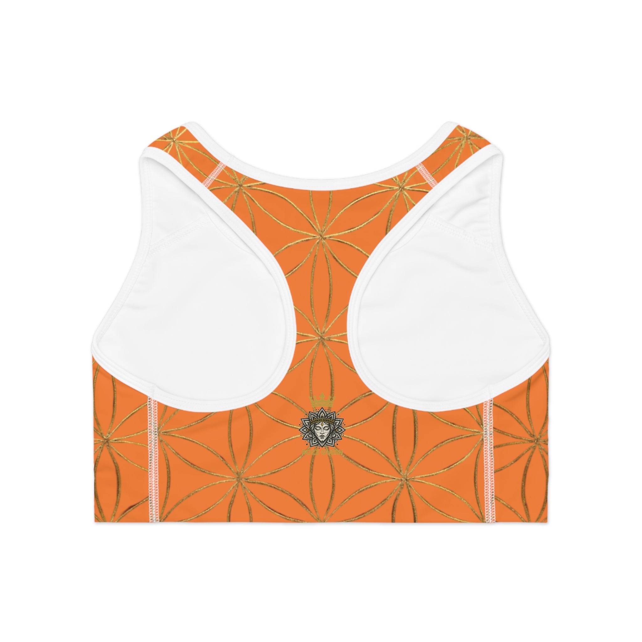Bozz Queen Light Orange & Gold Flower of Life Sports Bra - Yoga Workout Top