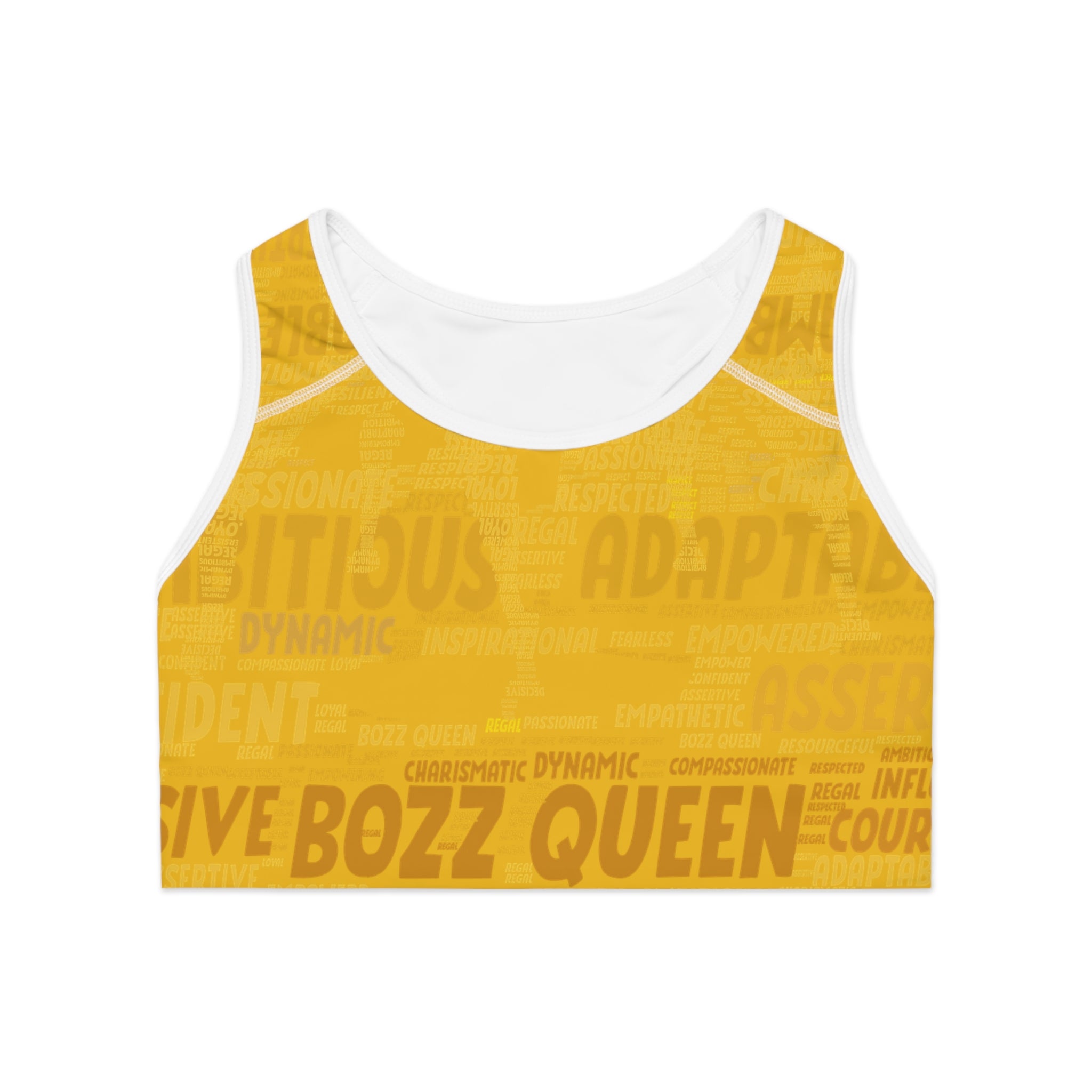 Empowered Words Sports Bra - Bozz Queen Origin Collection | Sunshine Yellow