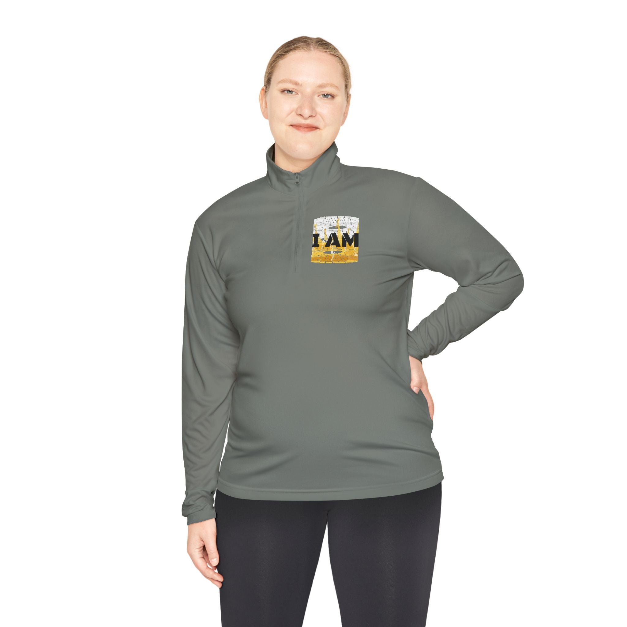I AM Unisex Quarter-Zip Pullover - Motivational Activewear for Gym & Yoga