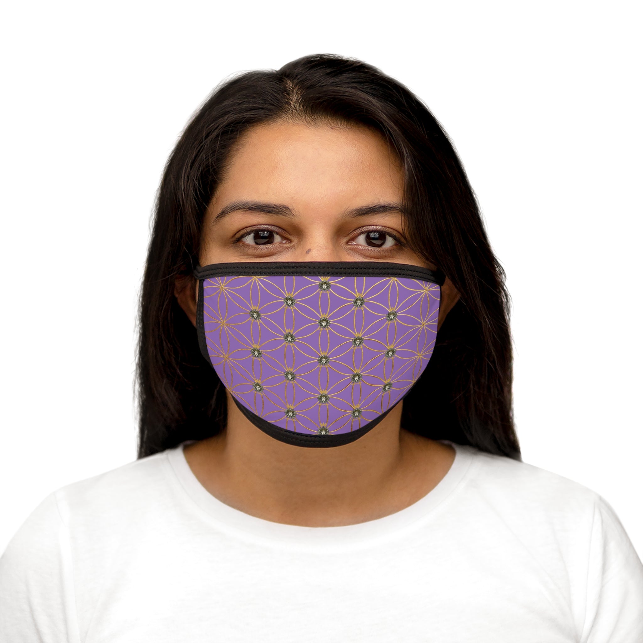 Bozz Queen Flower of Life Face Mask - Light Purple & Gold Stylish Breathable Cloth Mask