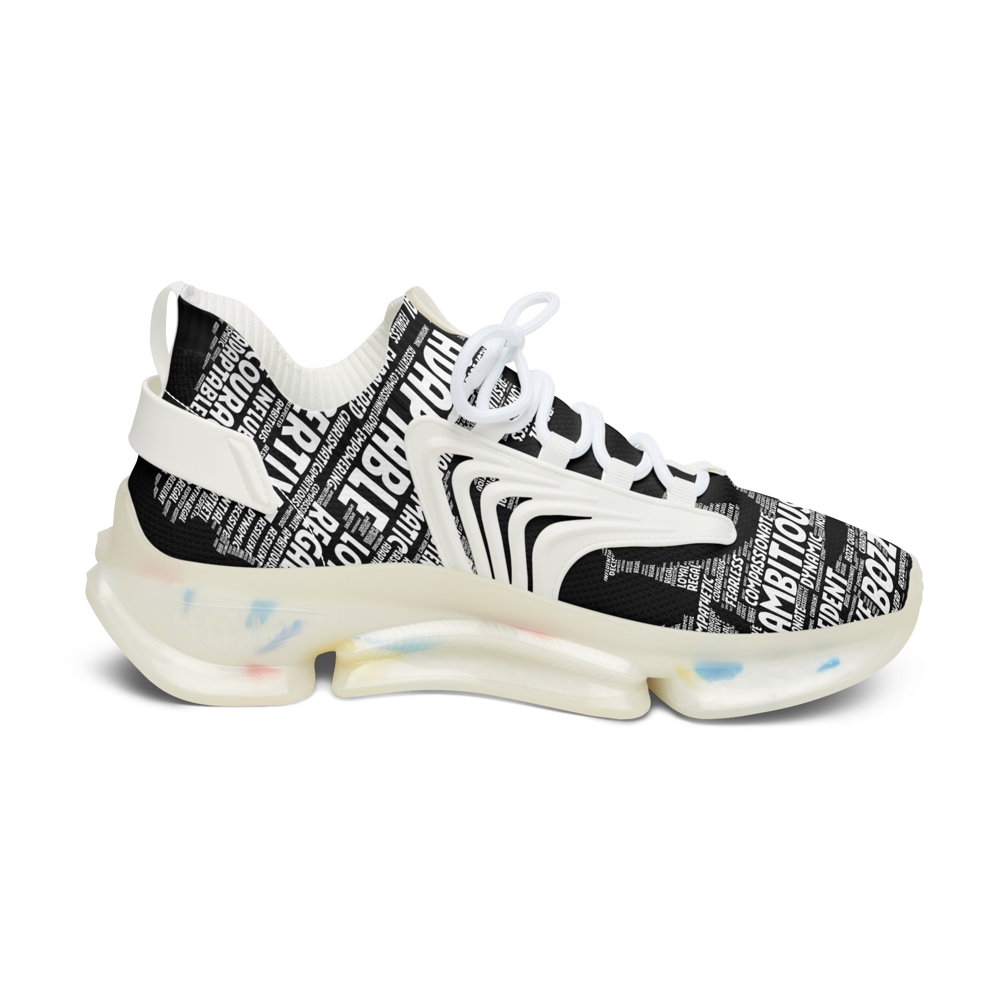 Bozz Queen Women's Mesh Sneakers - Ultra-Lightweight Black & White Athletic Shoes for Everyday Comfort & Style