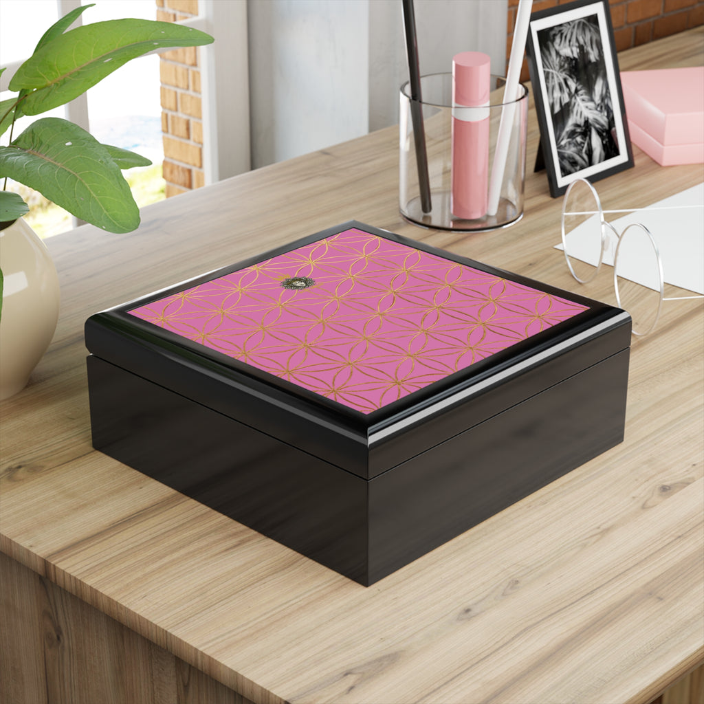 Flower of Life Jewelry Box - Light Pink Elegant Keepsake Organizer