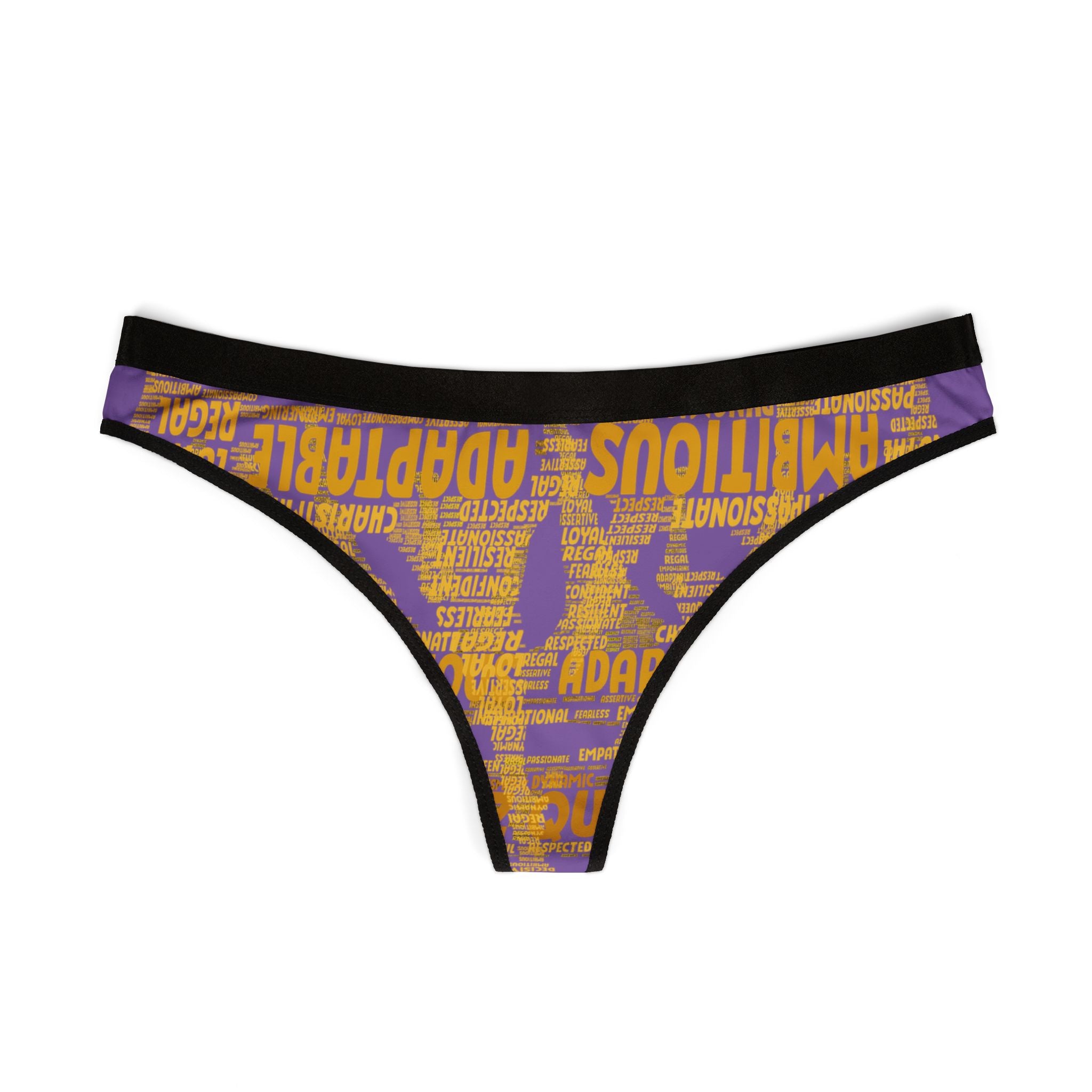Women's Purple Yellow Thongs - Bold Statement Motivational Lingerie