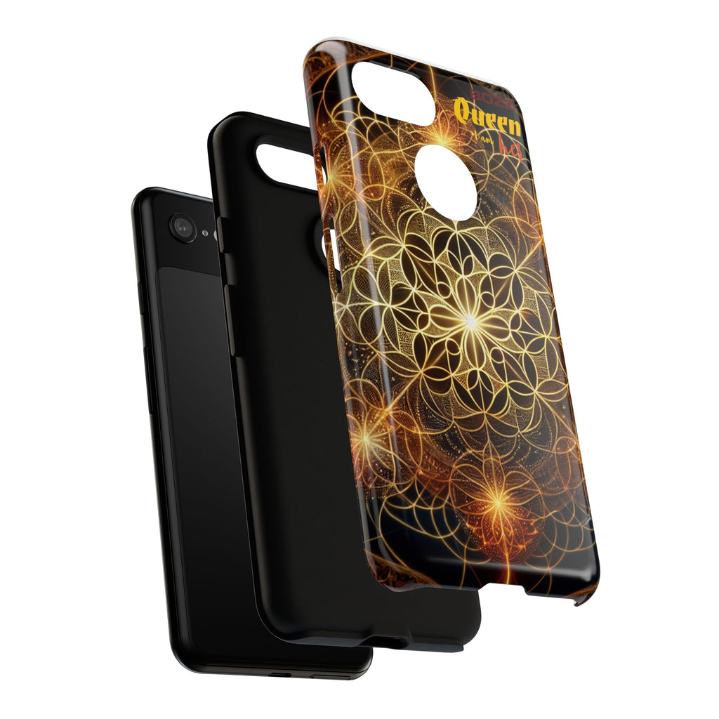 Golden Flower Mandala Phone Case, Tough Cases, Bohemian Phone Cover, Unique Gift for Him/Her, Spiritual and Artistic Design