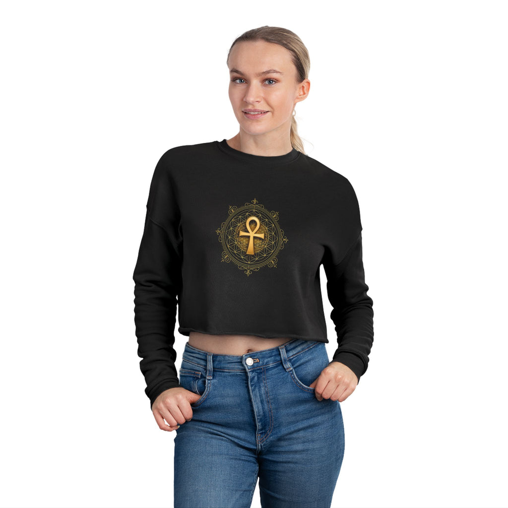 Ankh Cropped Sweatshirt - Sacred Geometry Athleisure